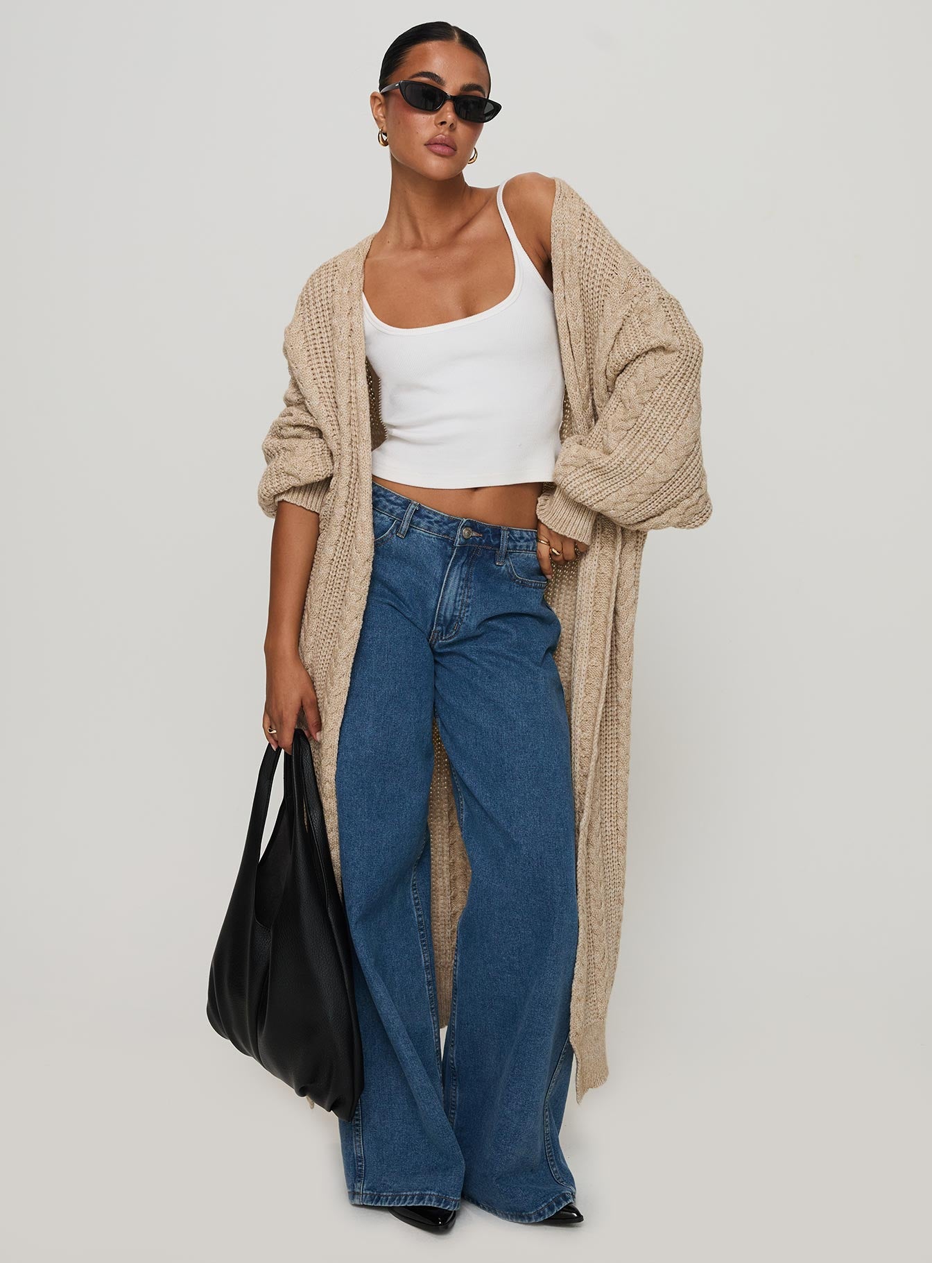 Orkid Cable Knit Cardigan Beige - Image 2