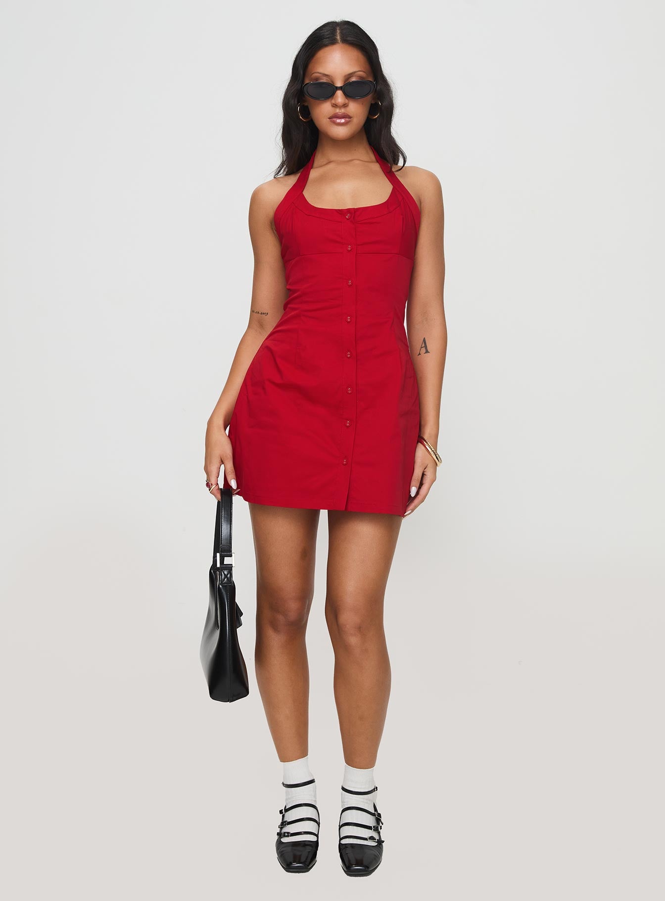 Mallorie Halter Mini Dress Red Tall - Image 5