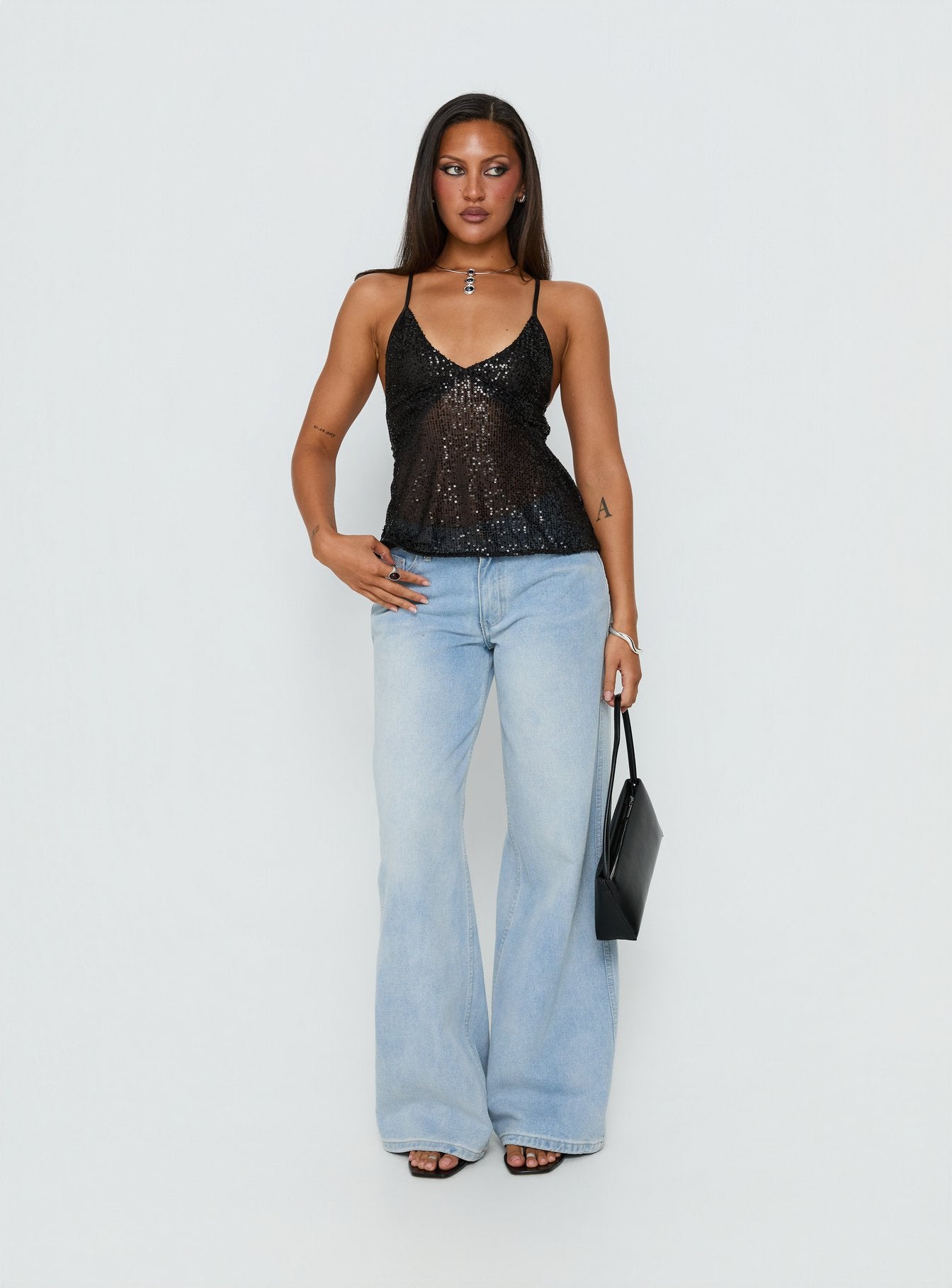 Opaline Sequin Cami Top Black - Image 3