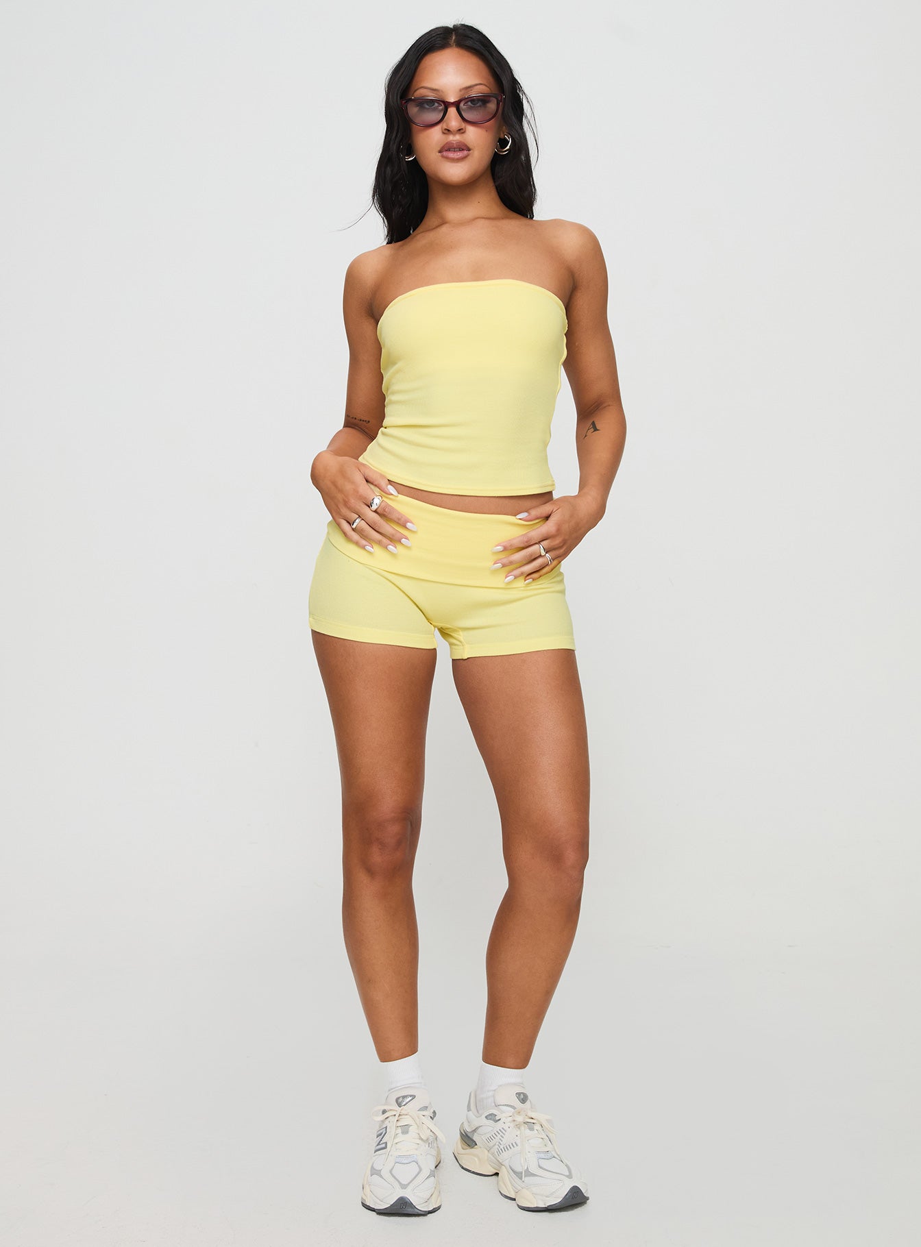 Baseline Strapless Rib Top Yellow - Image 3