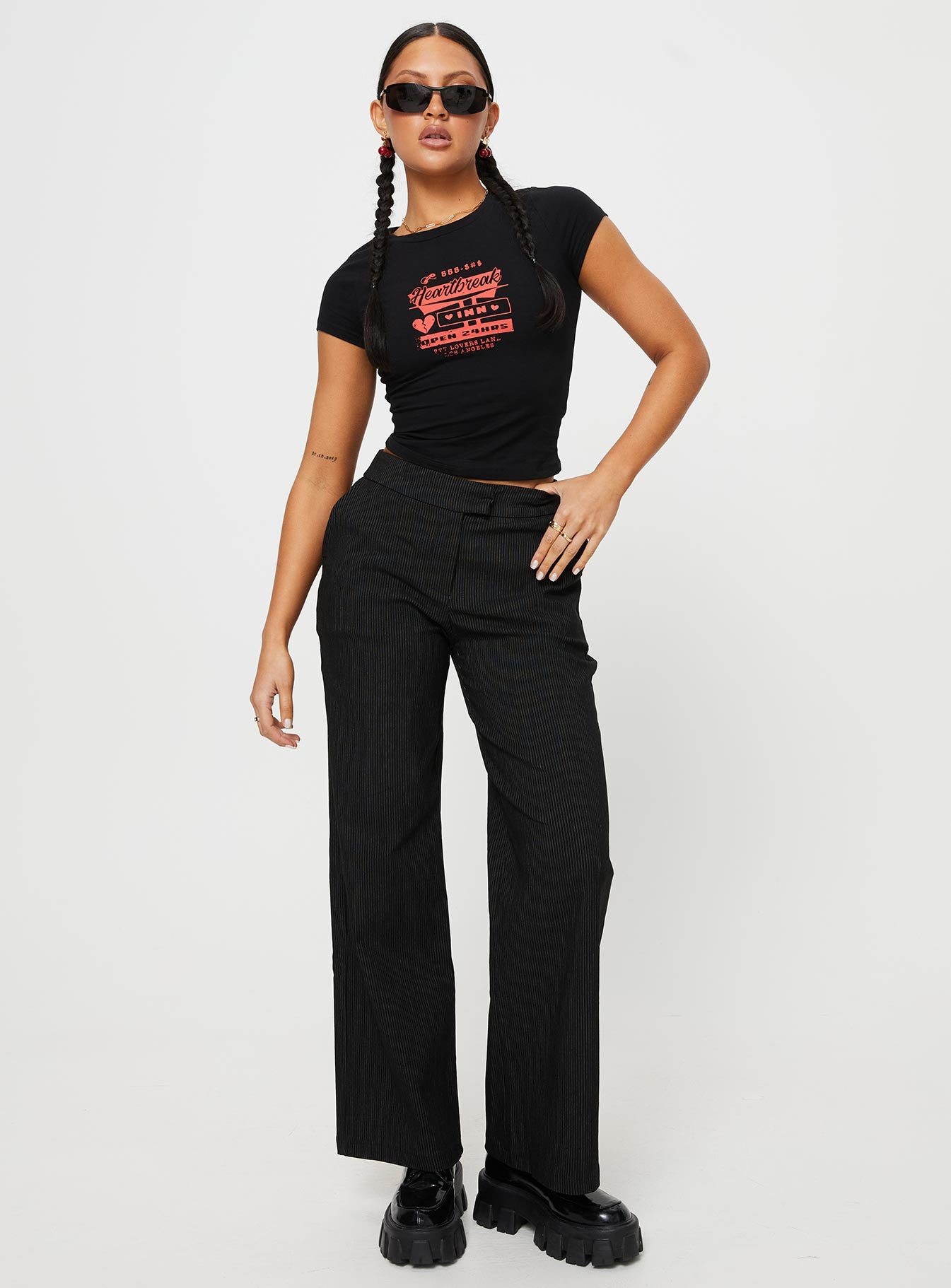 Jeller Pinstripe Pants Black Petite - Image 3