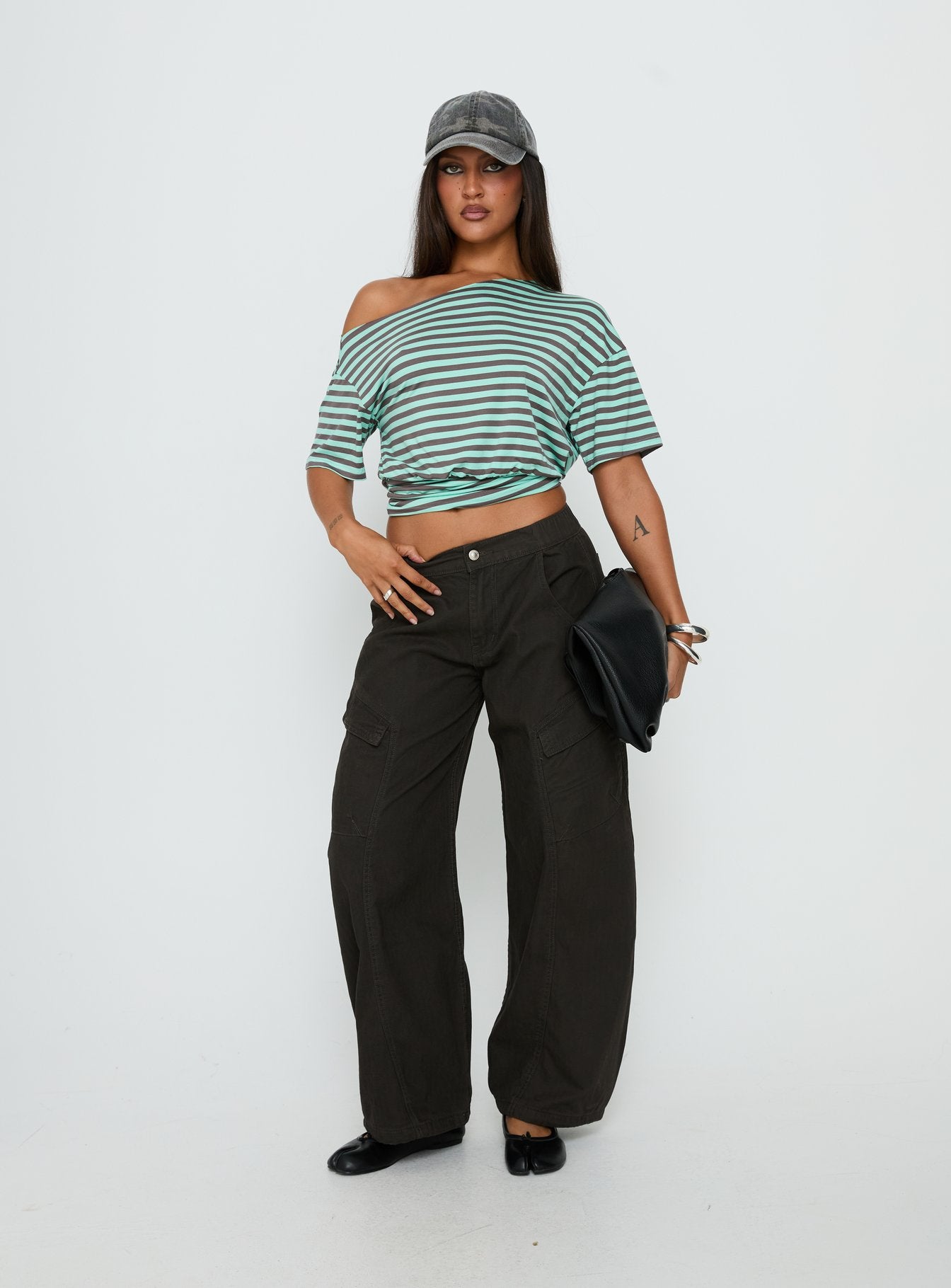 Ashlinn Off Shoulder Drapey Top Stripe - Image 3