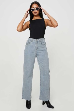 Kalinda High Rise Straight Leg Jeans Blue