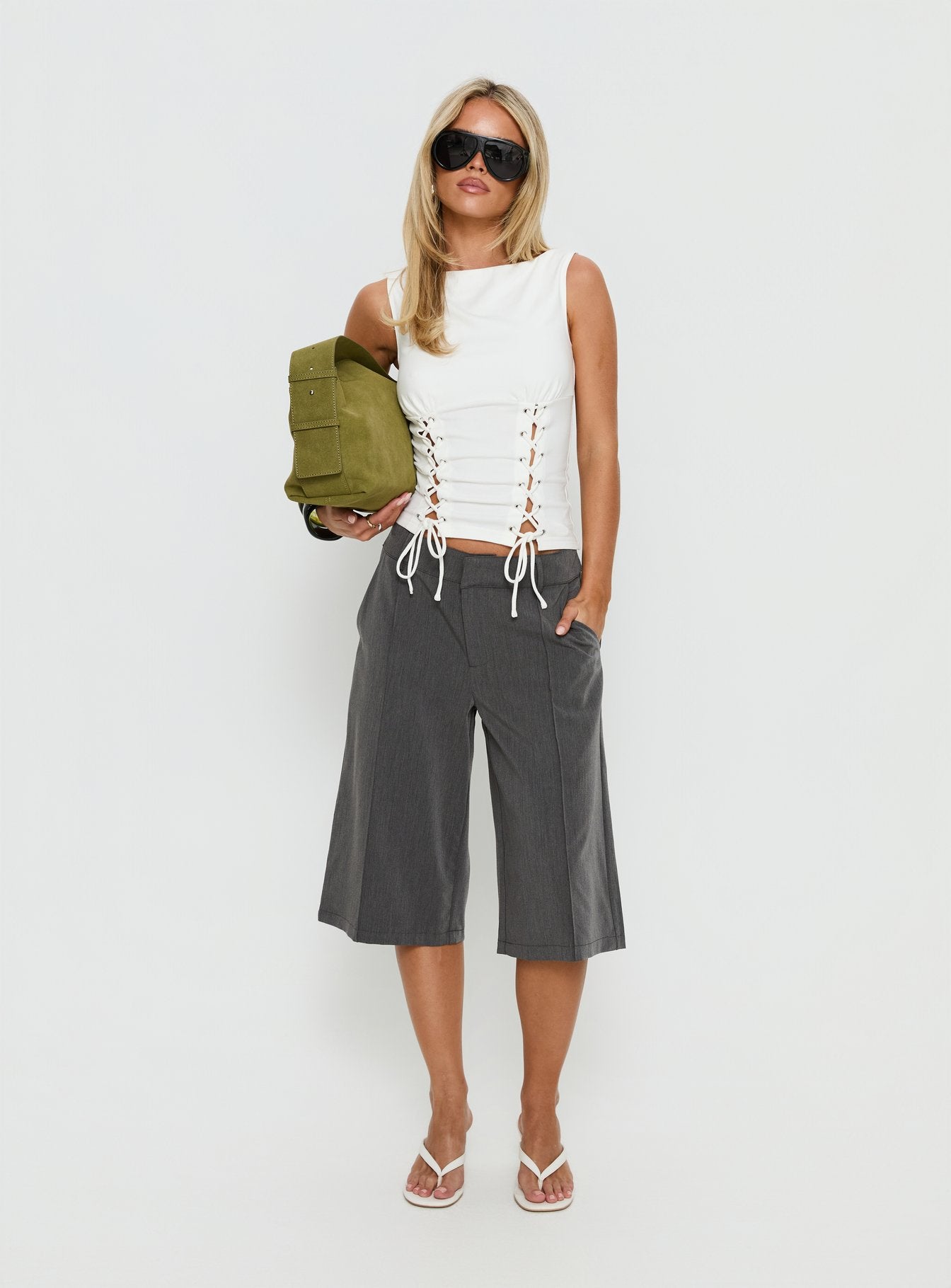 Lindee Tie Up Sleeveless Top White - Image 3