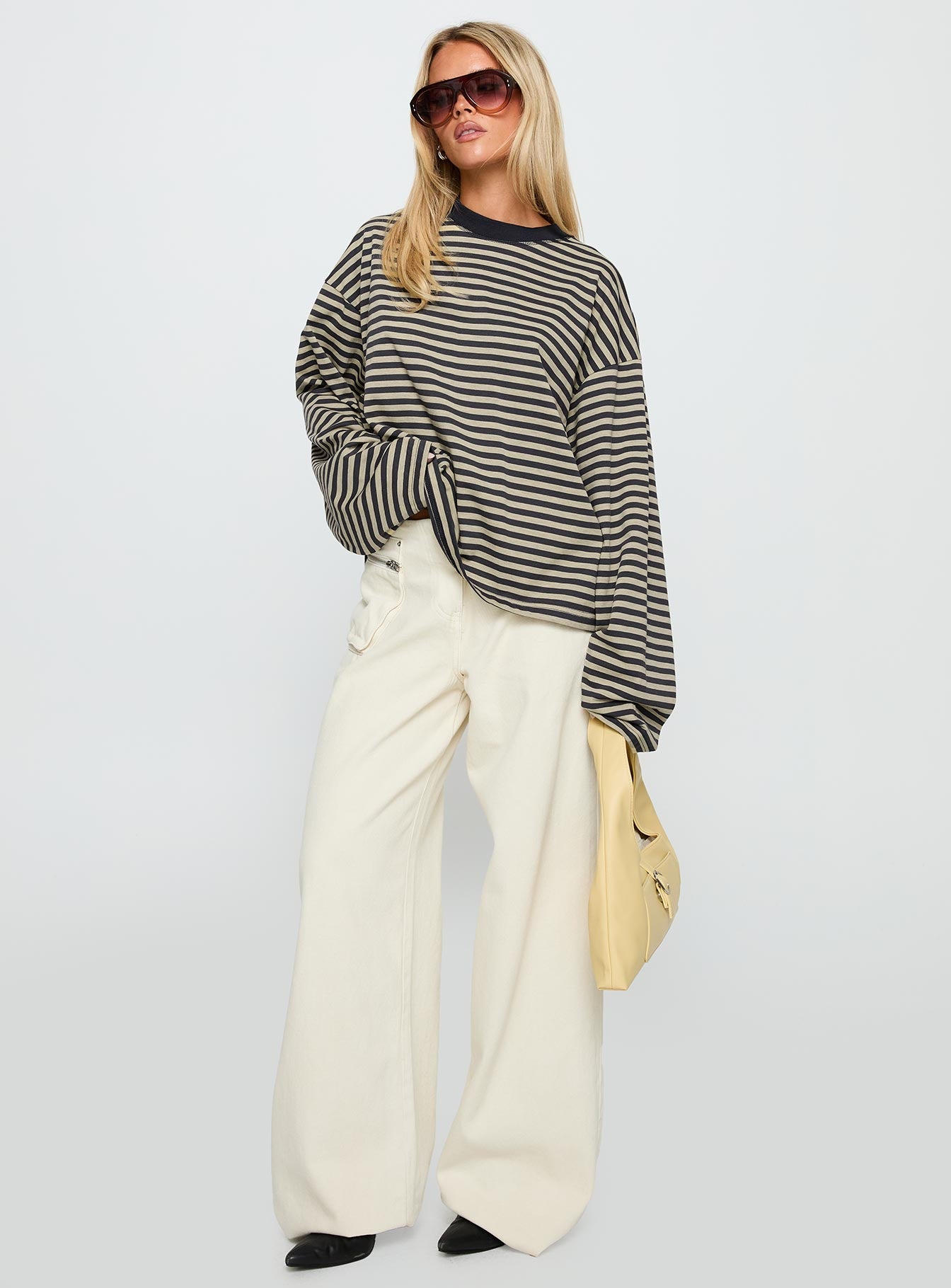 Bloom Long Sleeve Top Beige Stripe - Image 3