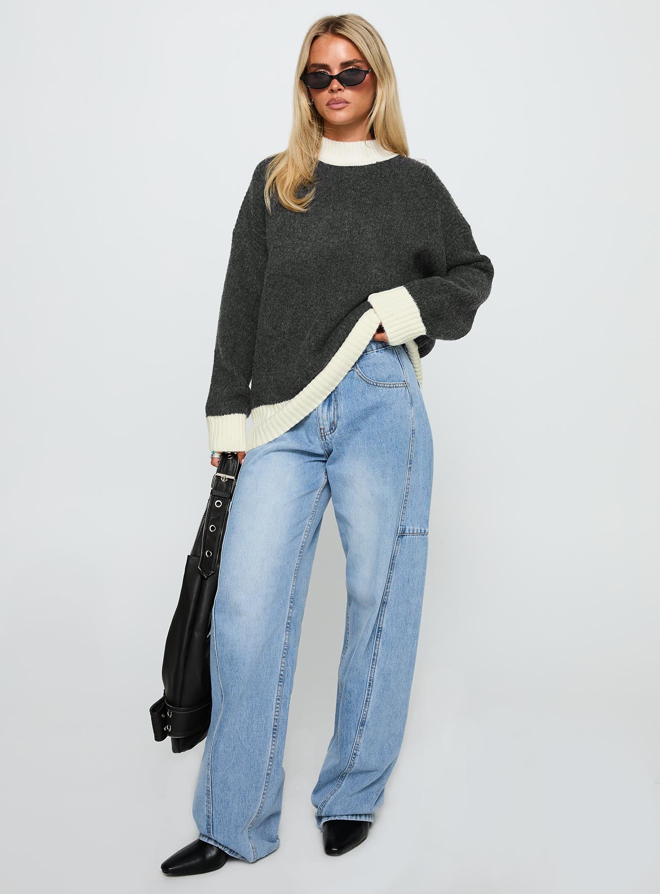 Broken Hearts Club Knit Sweater Grey - Image 3
