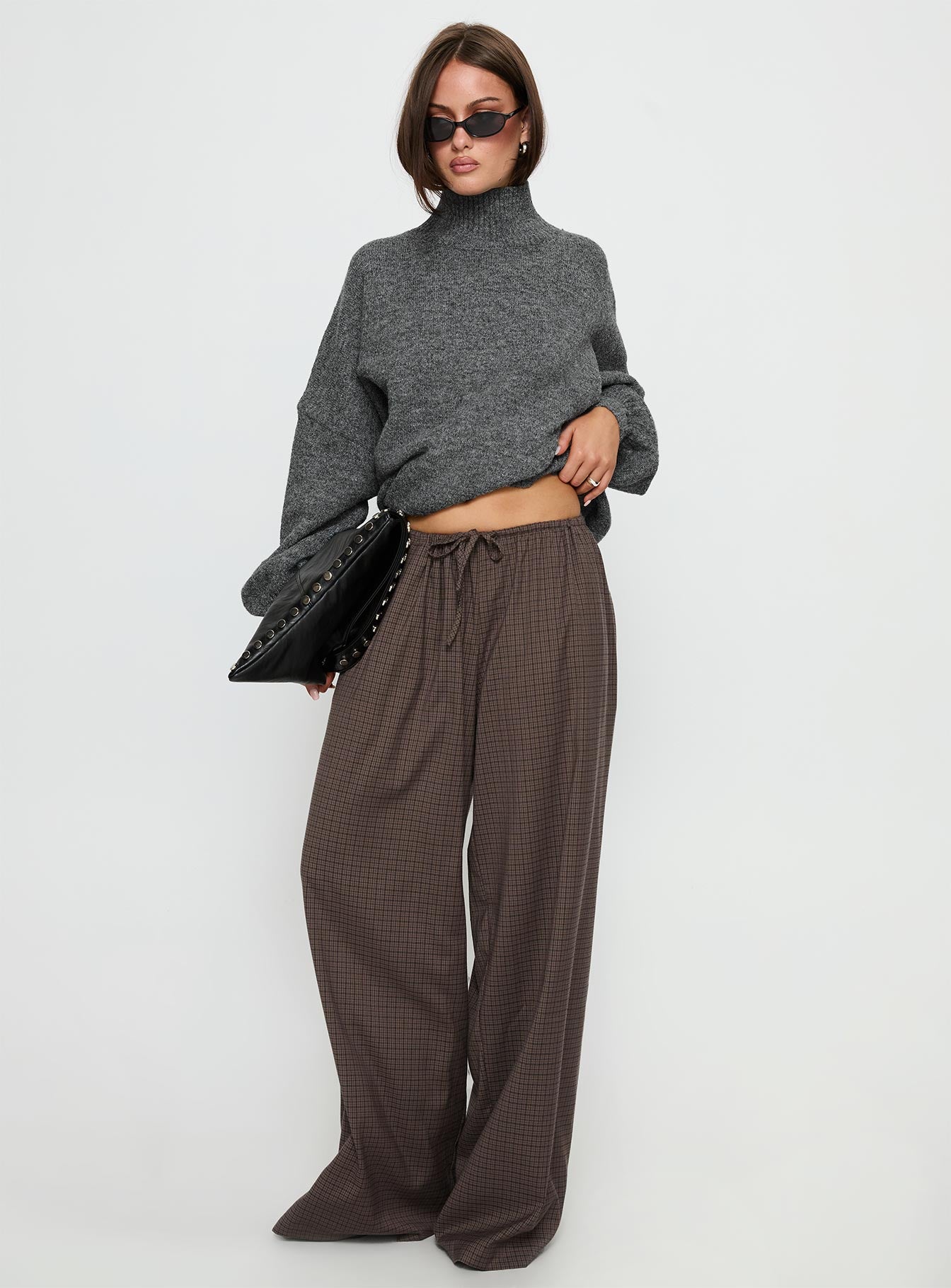 Bungala Oversized Relaxed Pants Brown Check - Image 2