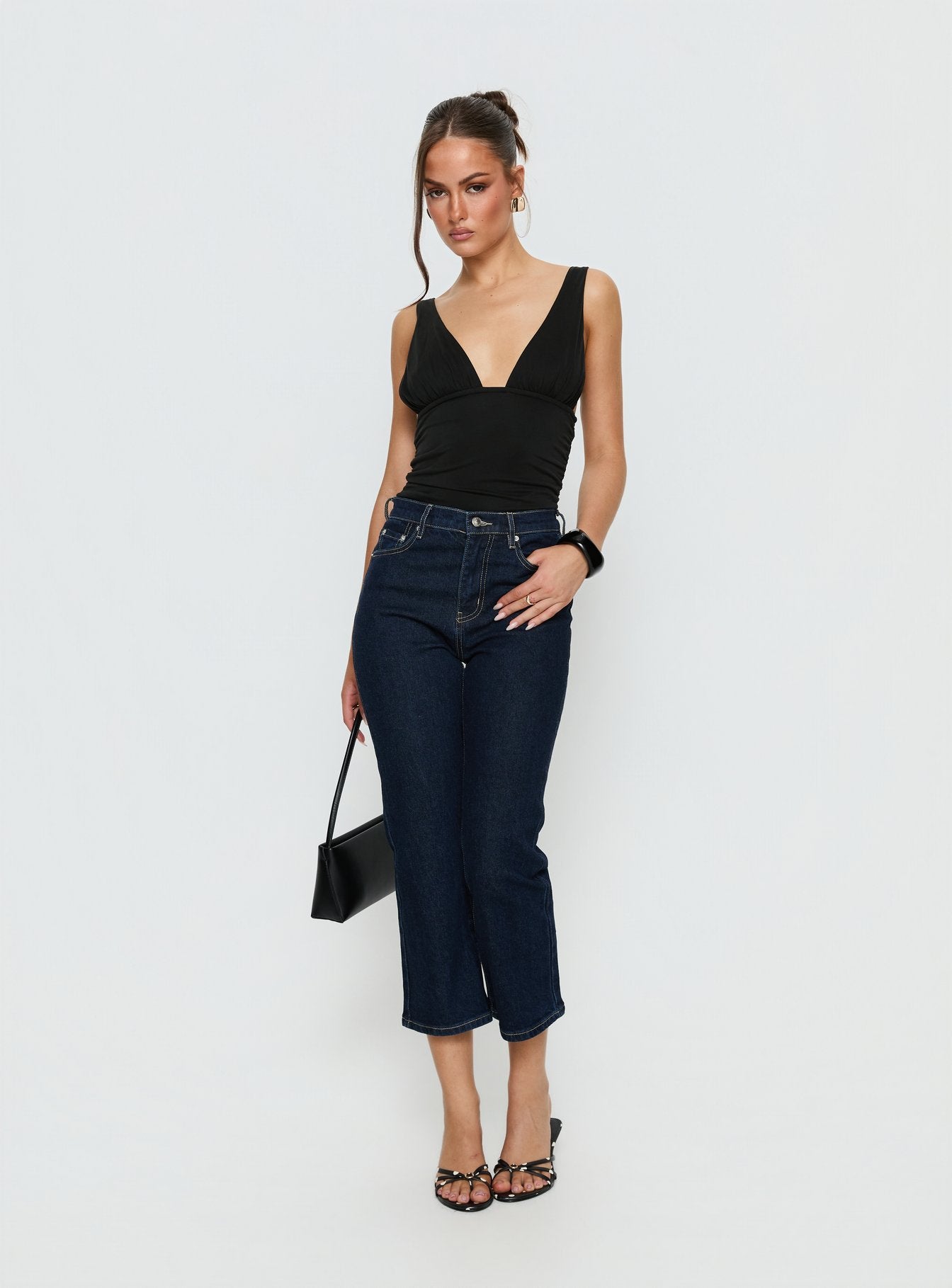 Cindee High Rise Cropped Jeans Raw Indigo - Image 3