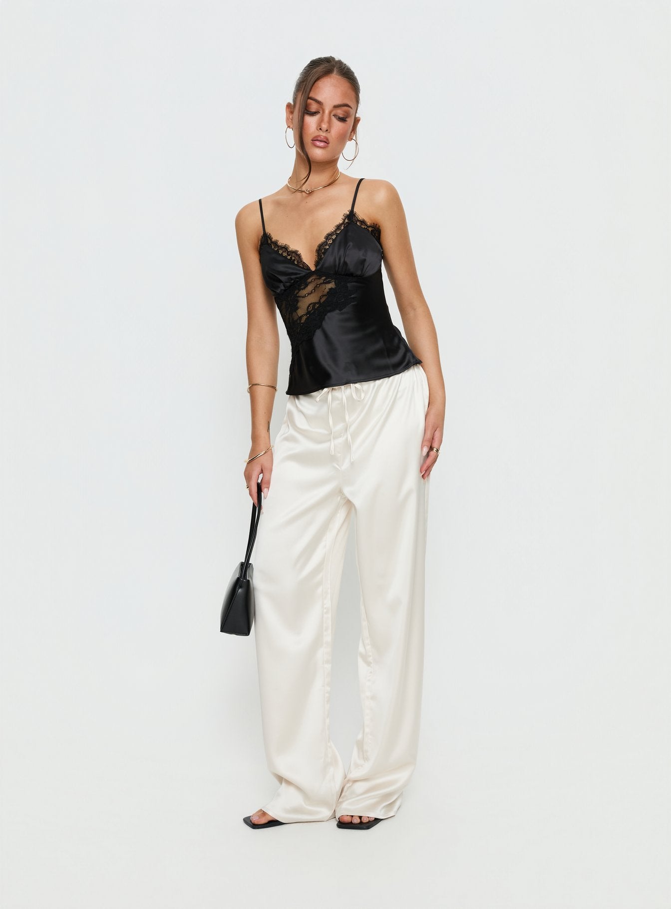 Annamari Lace Satin Cami Top Black - Image 3