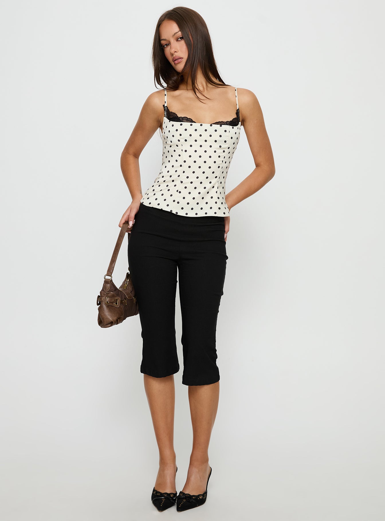 Renaissance Corset Lace Top White Polka Dot - Image 3