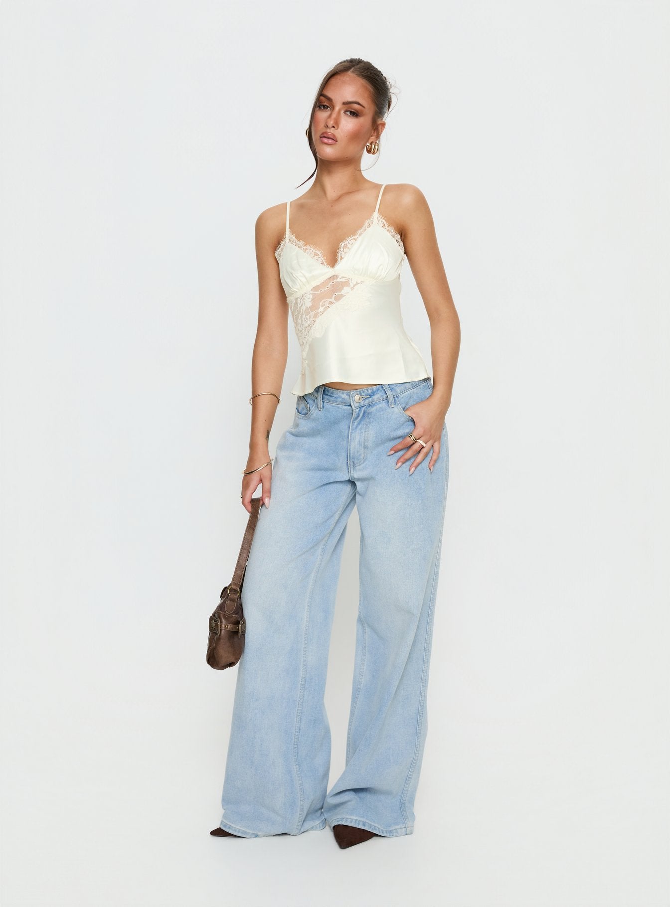 Annamari Lace Satin Cami Top Cream - Image 3