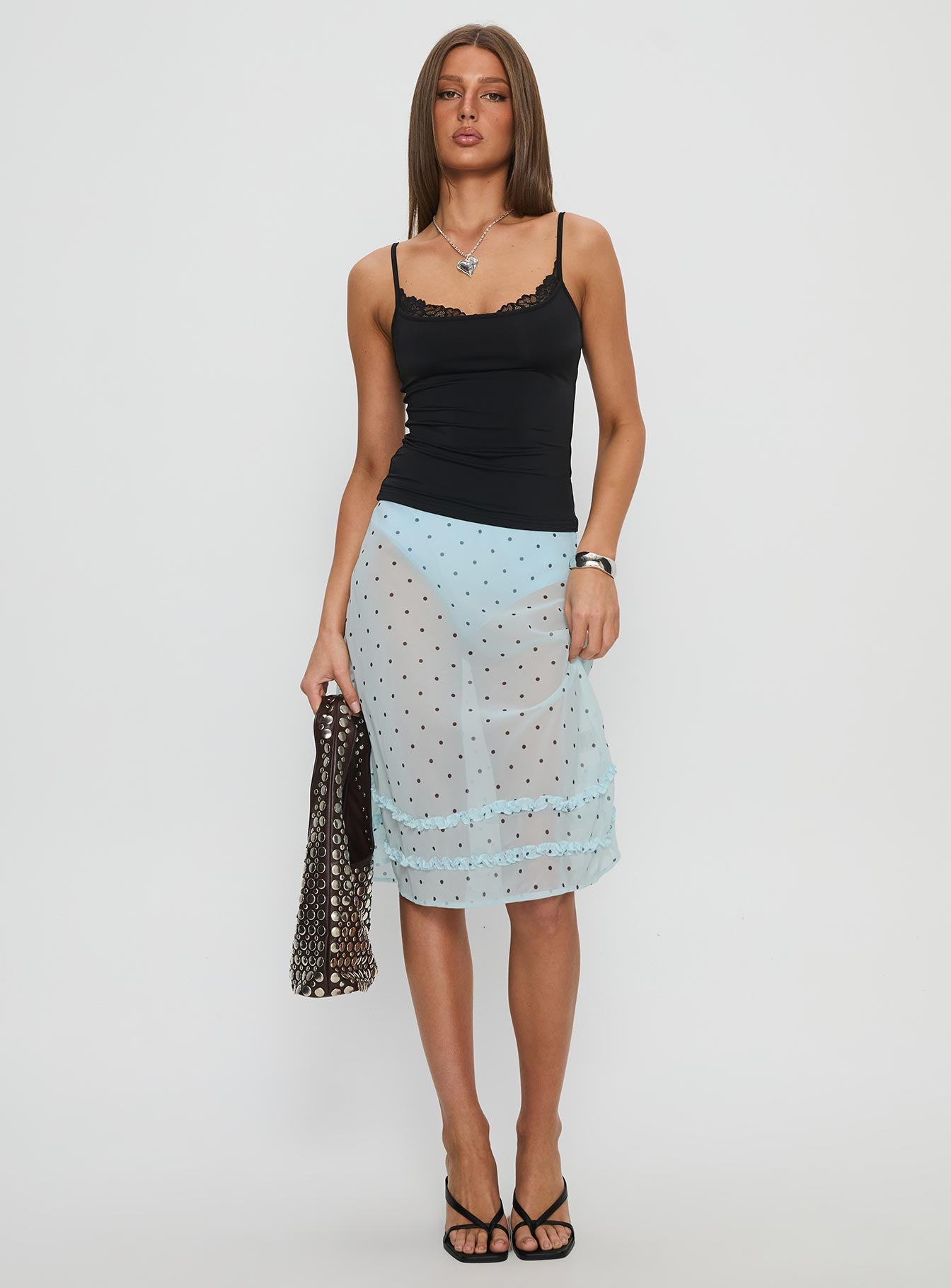 Spring To Summer Lace Trim Cami Top Black - Image 3