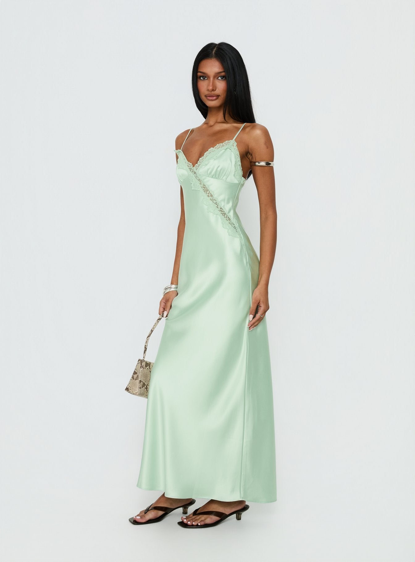 Madelene Lace V Neck Maxi Dress Jelly Mint - Image 3
