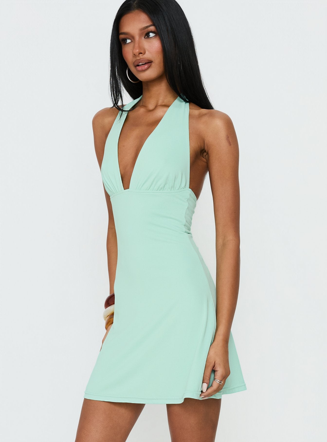 Tinisie Halter Mini Dress Aqua - Image 3