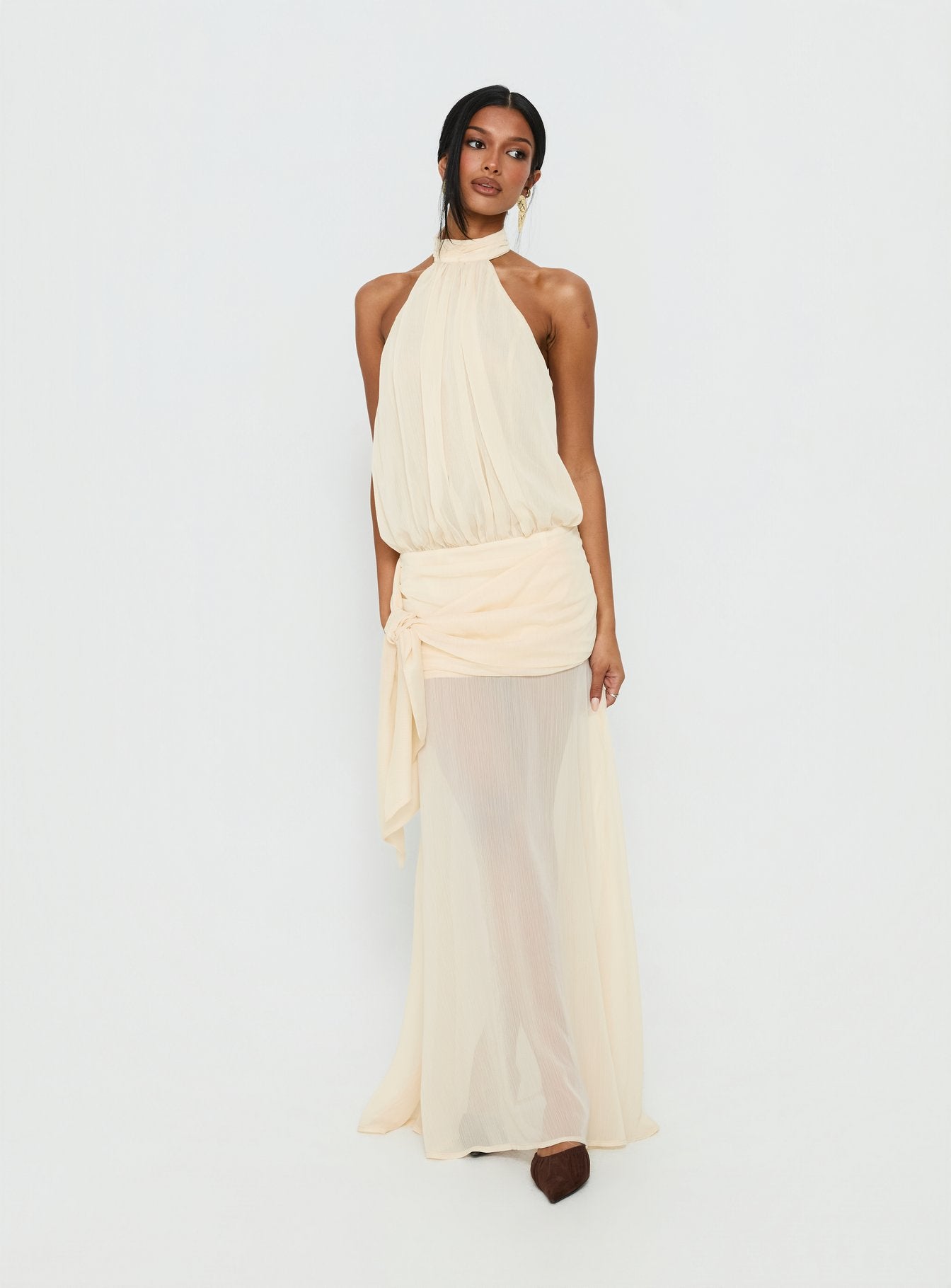 Faythe High Neck Maxi Dress Butter - Image 3