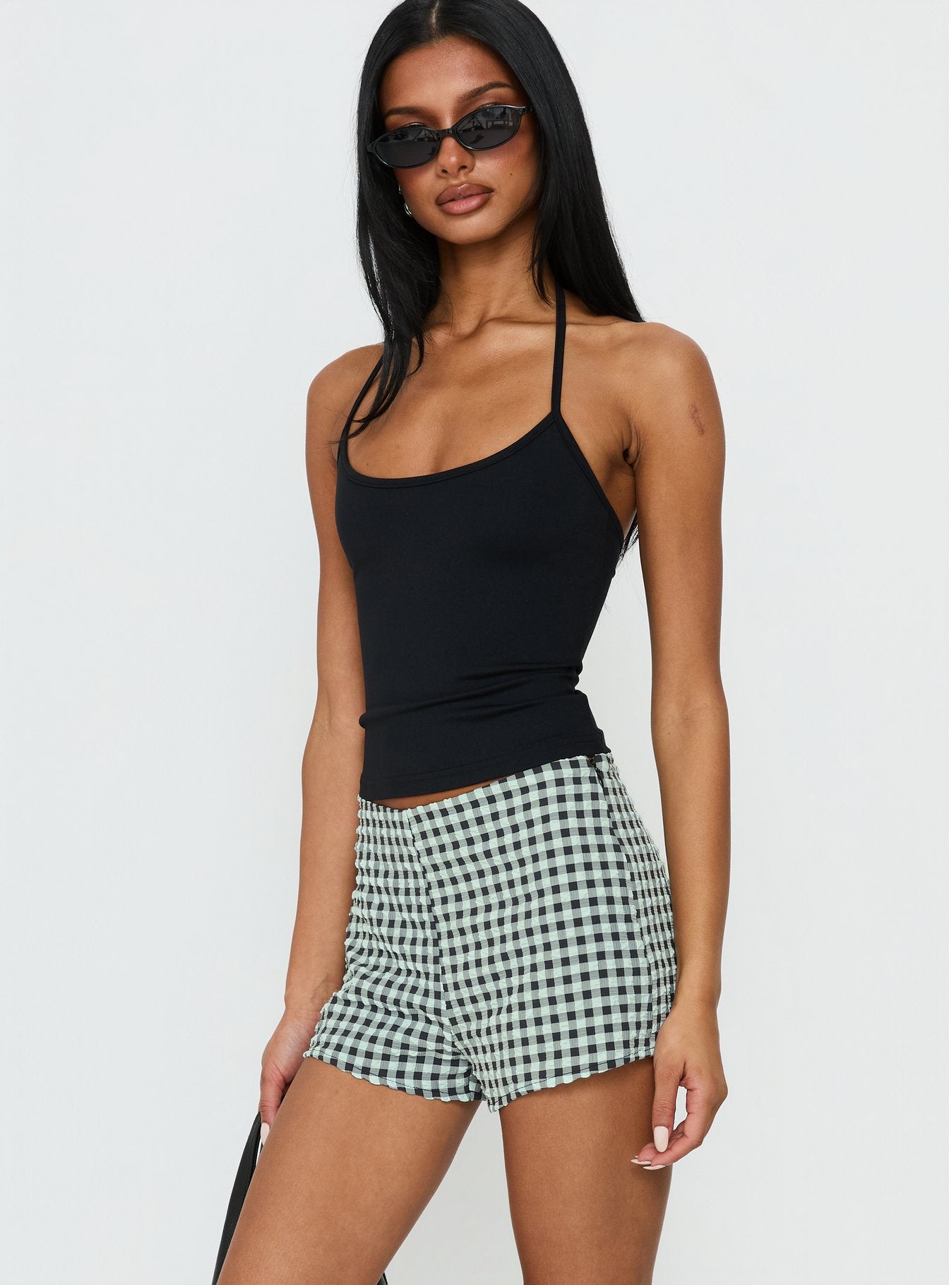 Sarajane Seer Sucker Shorts Blue Check - Image 3