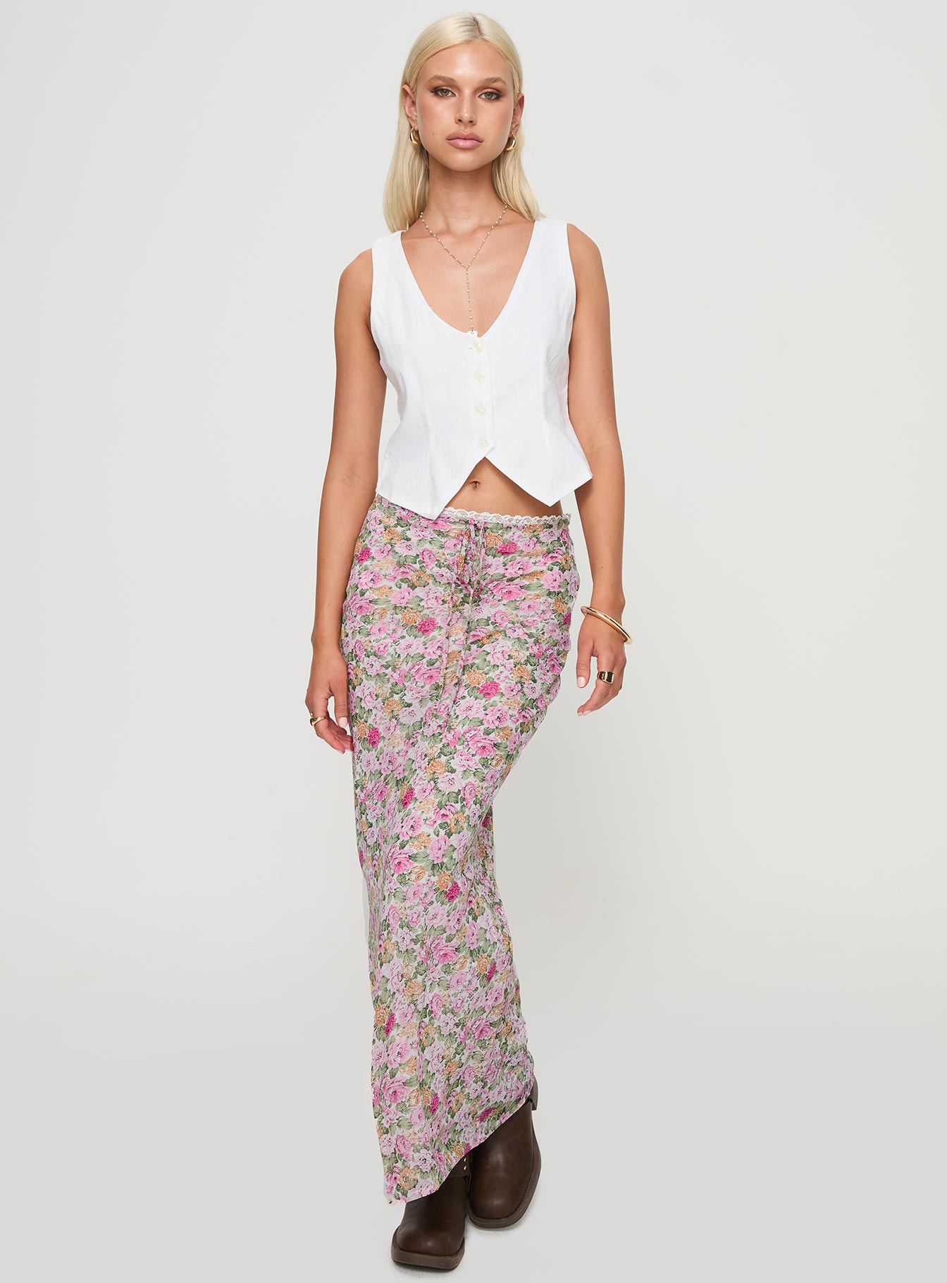 Emily Maxi Skirt Pink Floral - Image 3