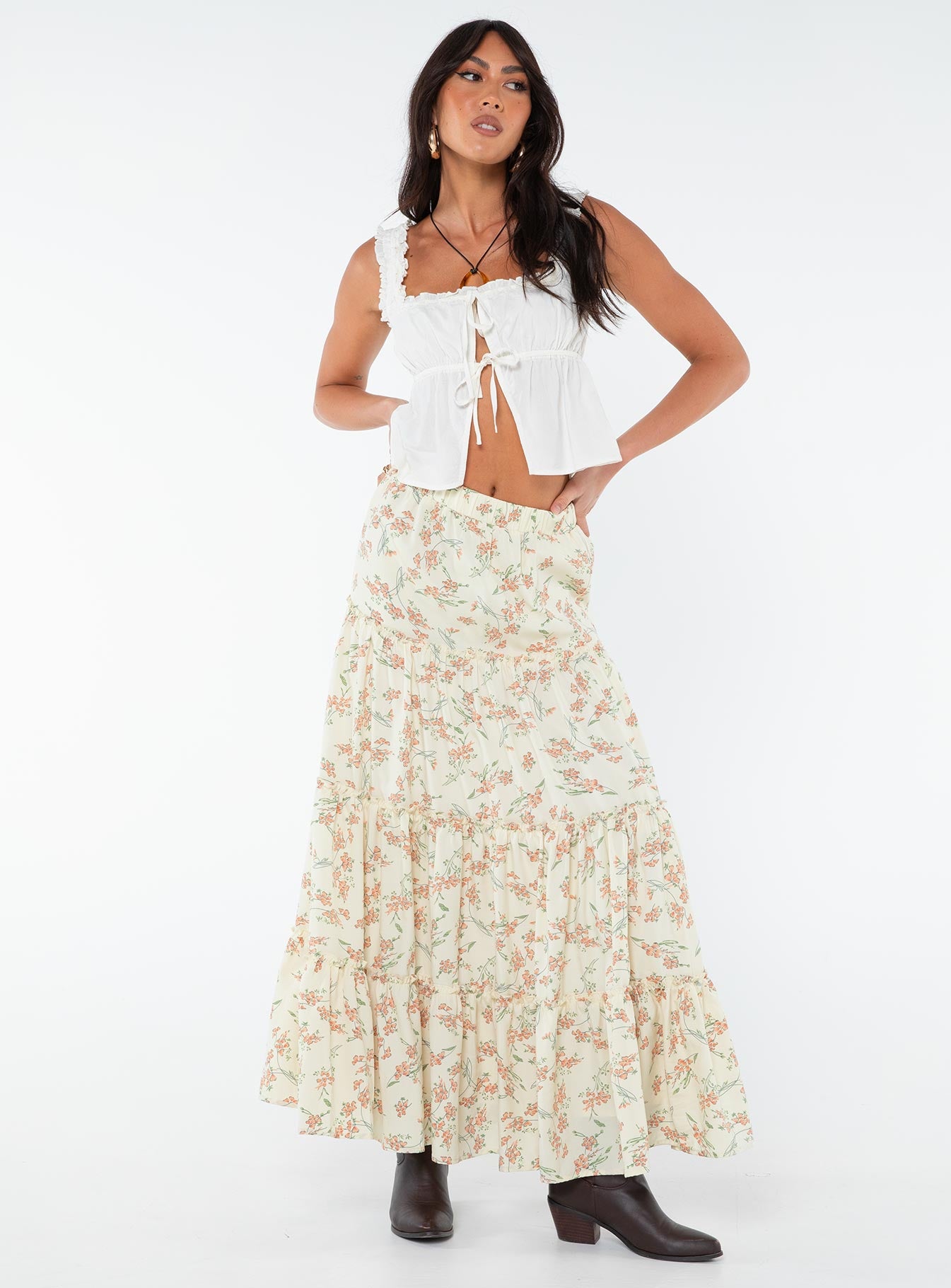 Miriah Maxi Skirt Cream Floral - Image 3