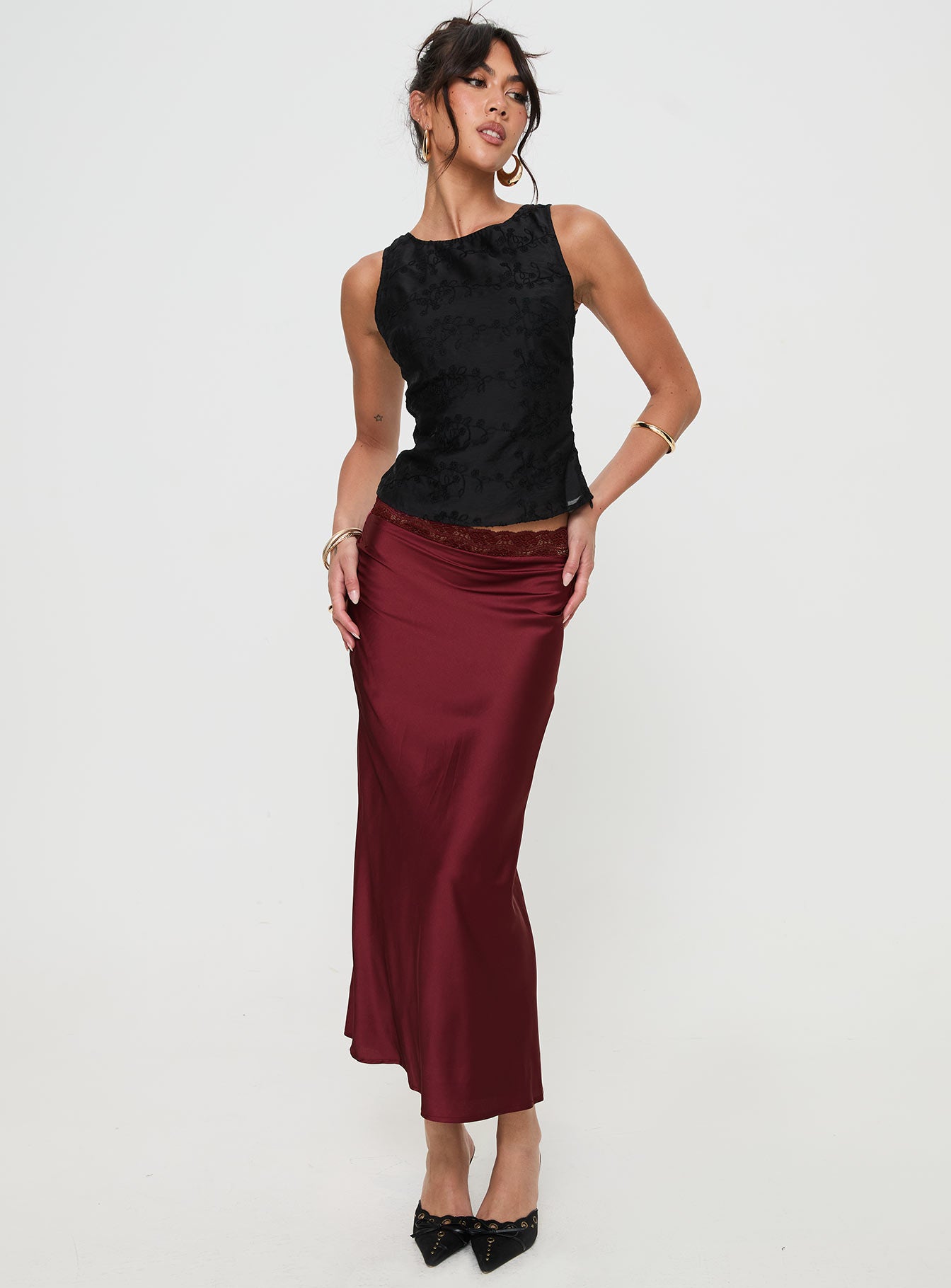 The Charmaine Maxi Skirt Burgundy - Image 3