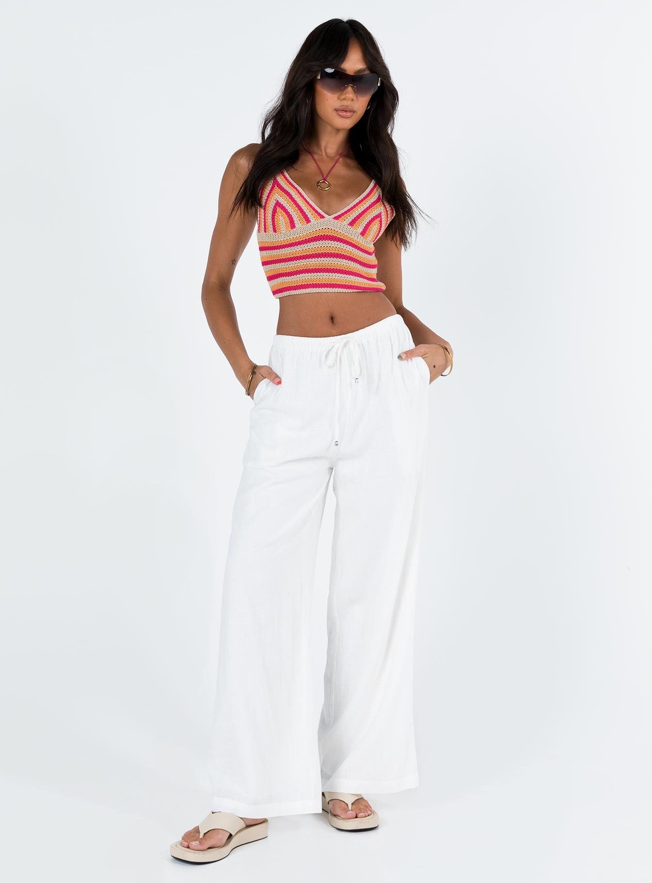 Ogilvie Linen Blend Pants White Petite - Image 4