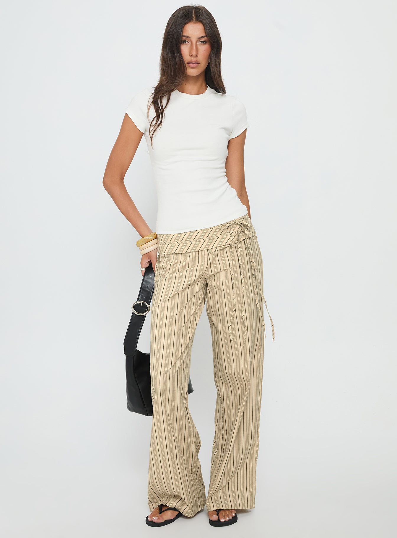 Seneca Wrap Pant Beige Stripe - Image 3