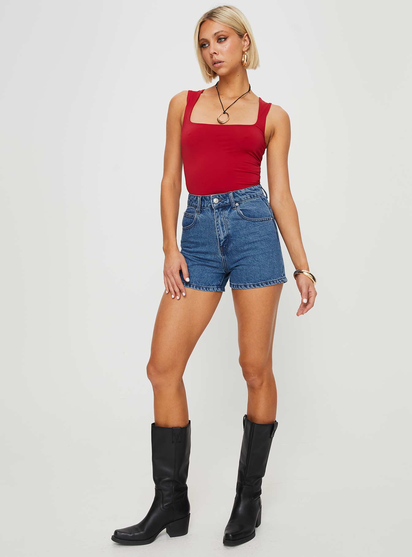 Tropicana Denim Shorts Mid Wash Petite - Image 3