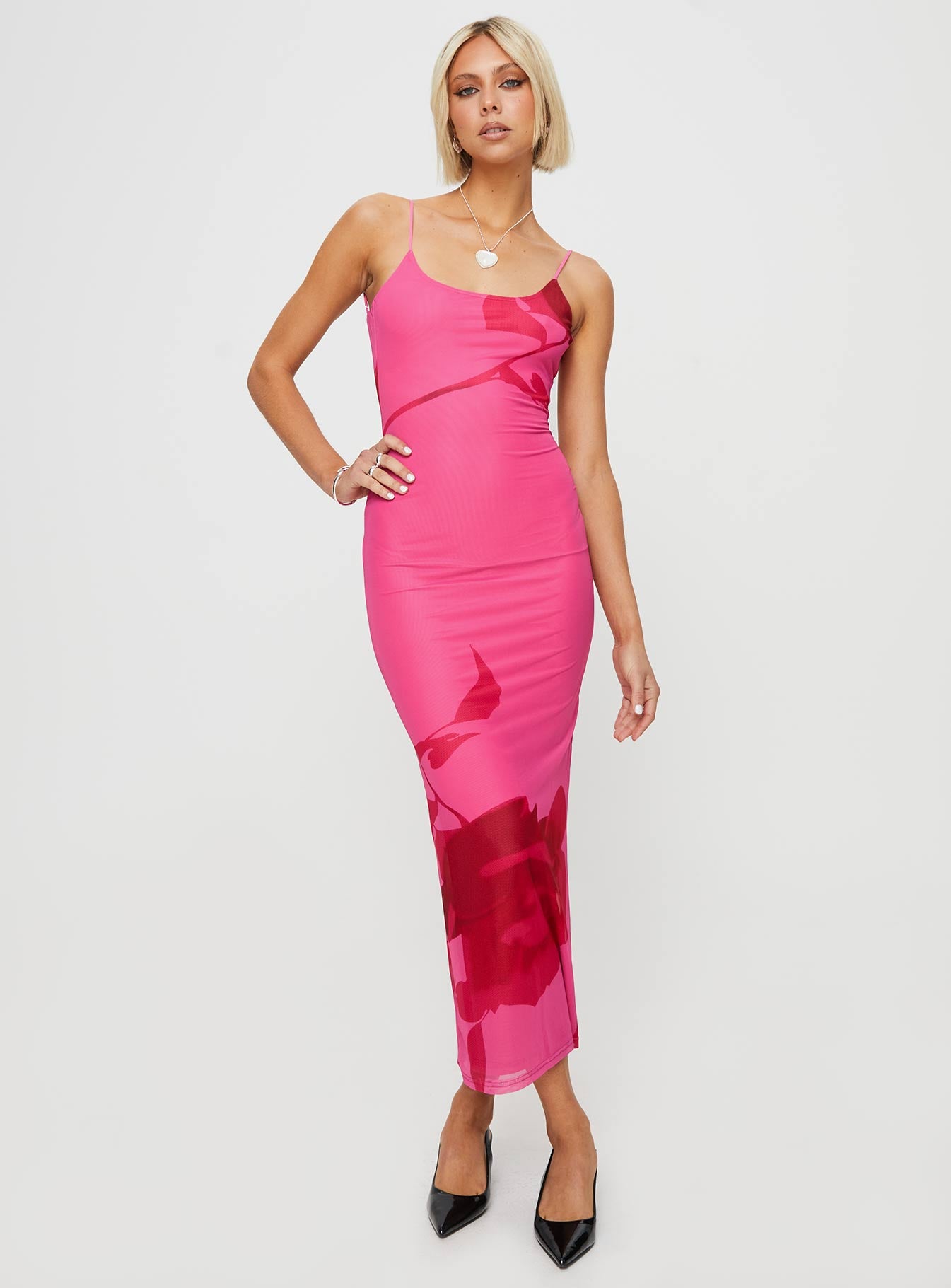 Knox Maxi Dress Hot Pink Floral - Image 3
