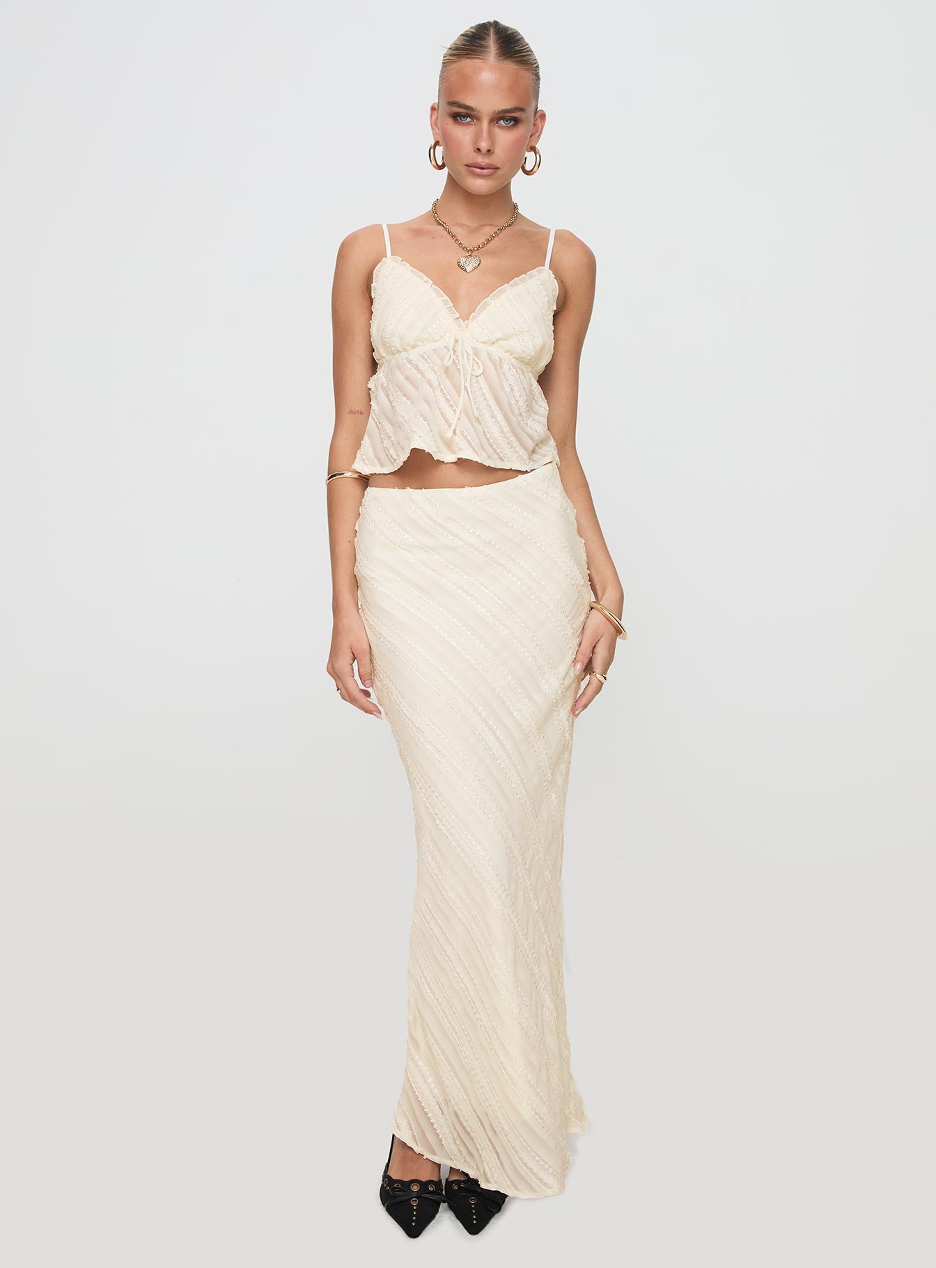 Jacintha Maxi Skirt Cream - Image 3