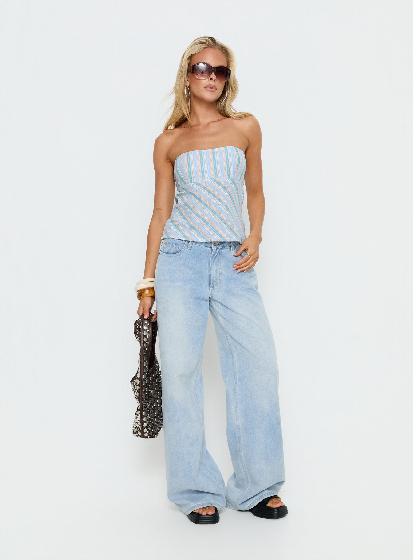 Elery Strapless Top Blue Stripe - Image 3