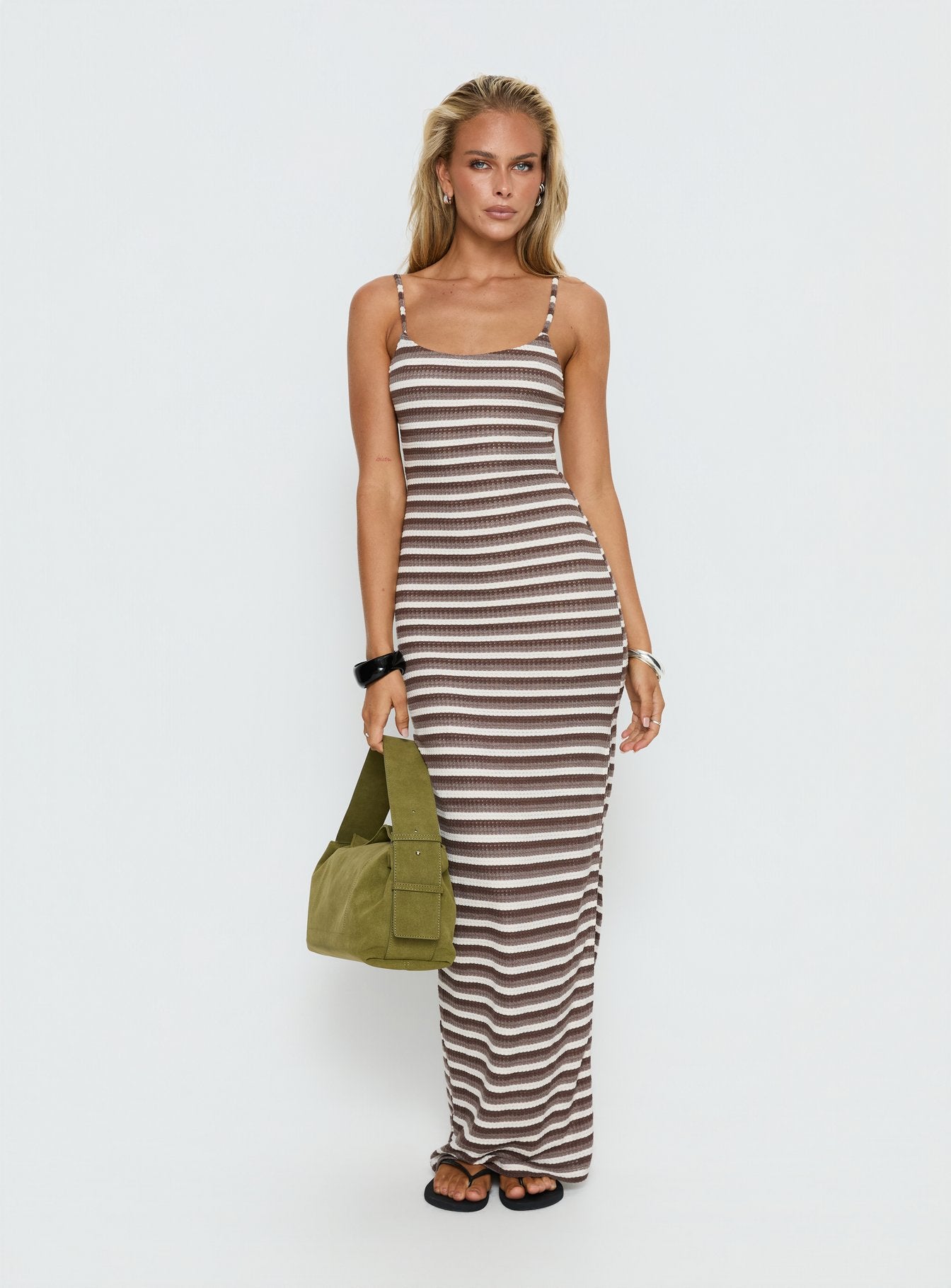 Elestria Maxi Dress Brown Stripe - Image 3
