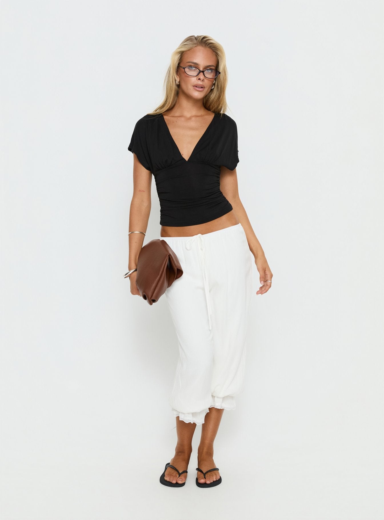 Basma Bloomer Trouser Pants Rayon White - Image 3