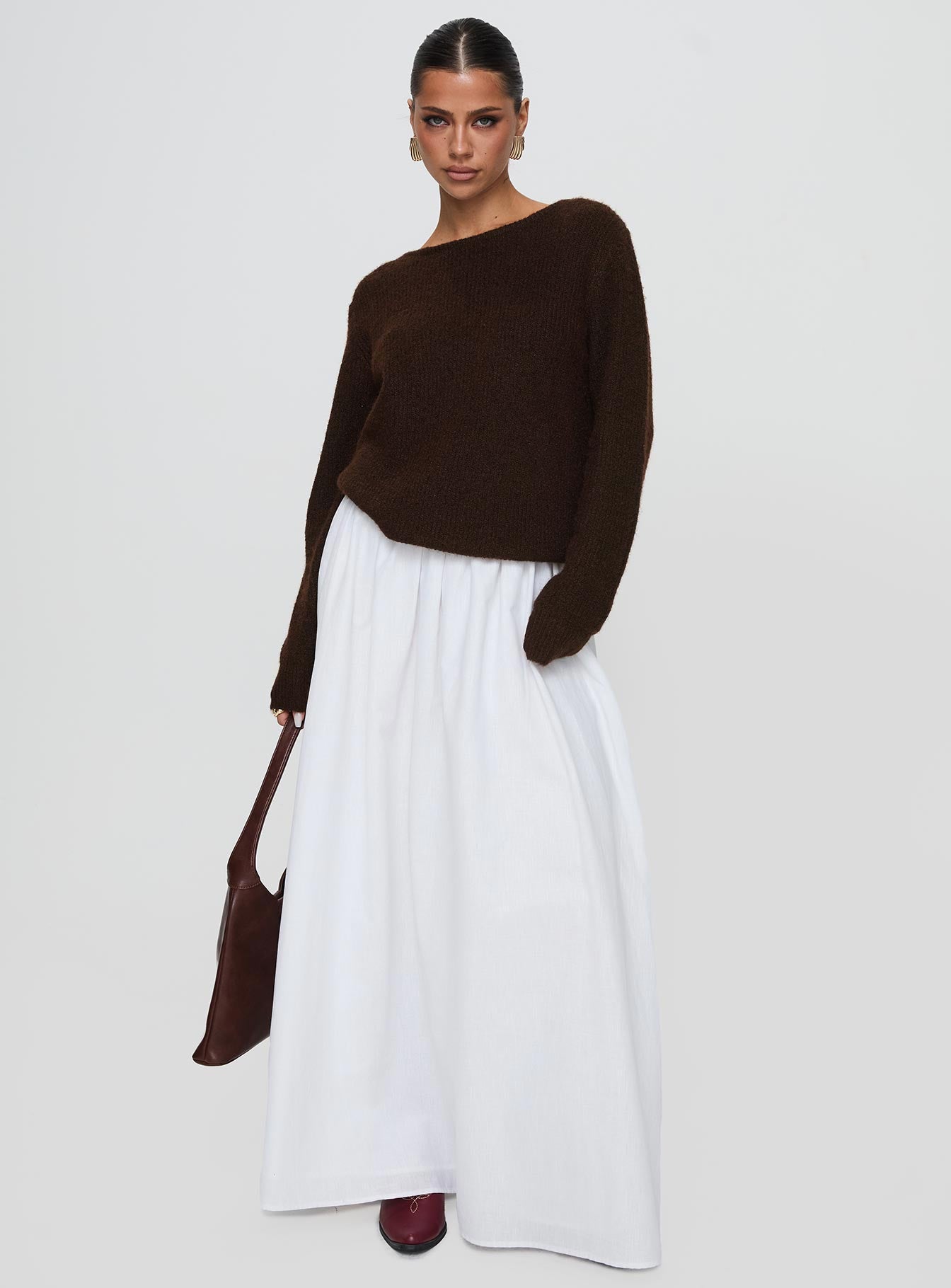 Abrams Rib Knit Crew Sweater Chocolate Marle - Image 3