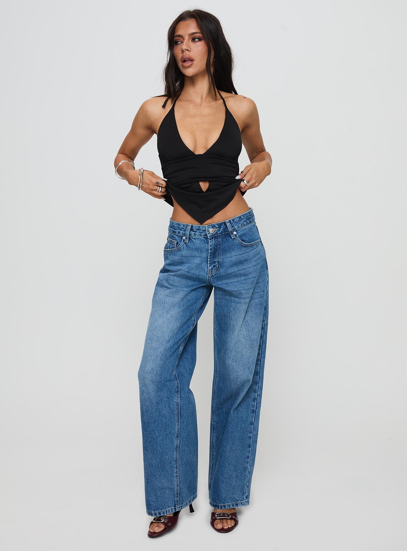 Serenitia Mid Rise Straight Leg Jeans Mid Blue Wash Tall - Image 3