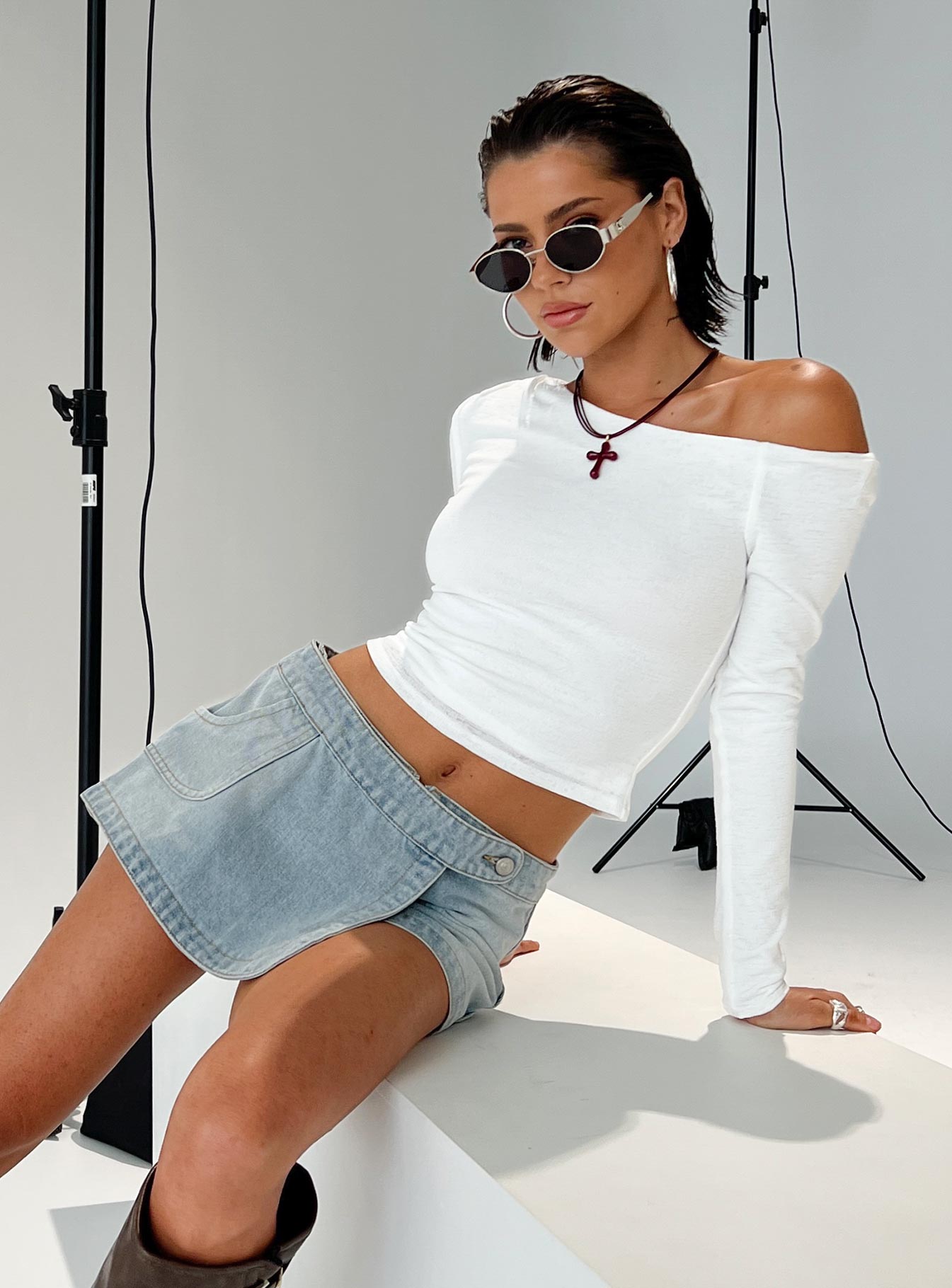 Down For The Ride Denim Skort Light Wash Tall - Image 8