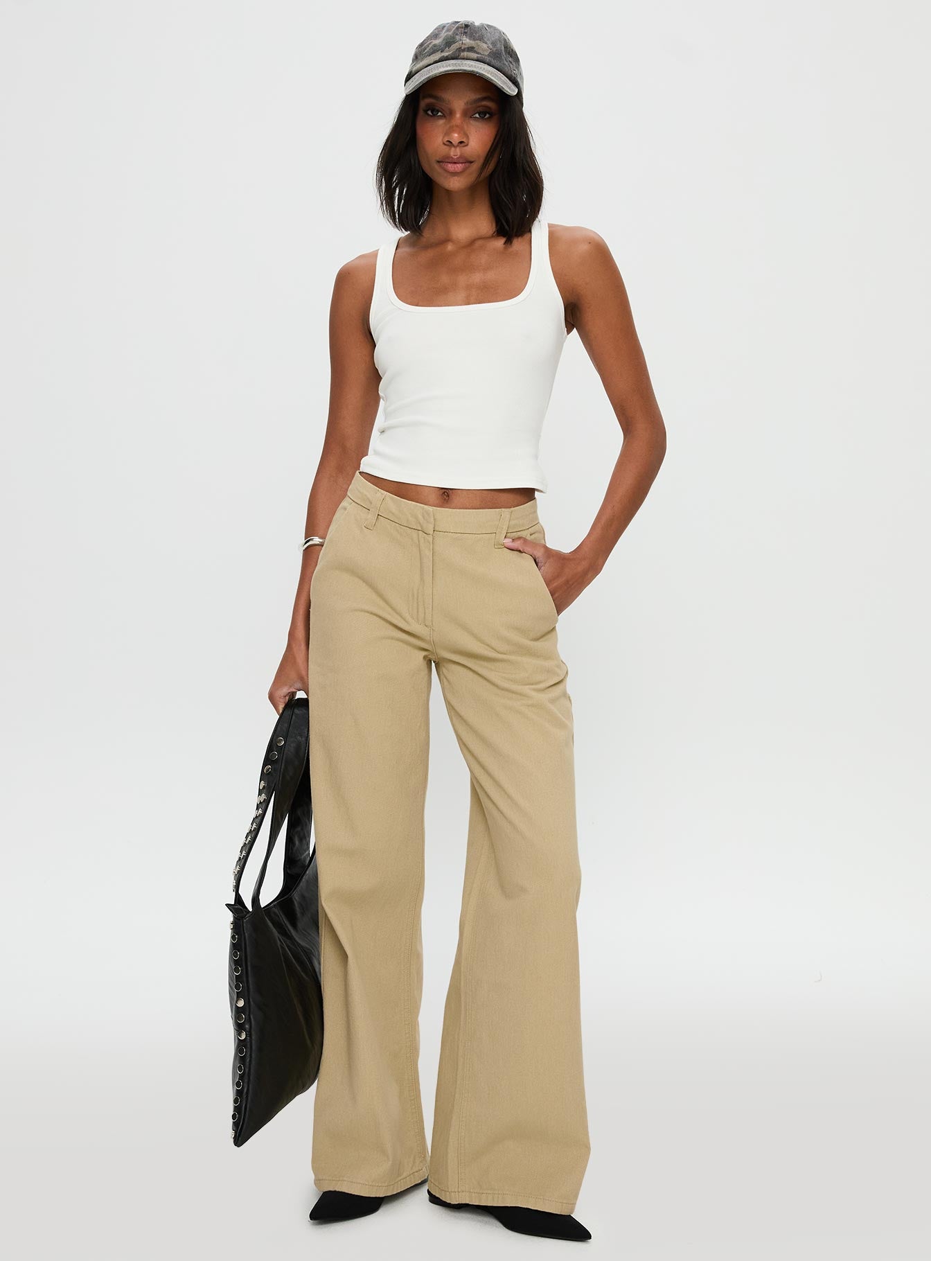 Latitude High Rise Wide Leg Pants Beige - Image 3