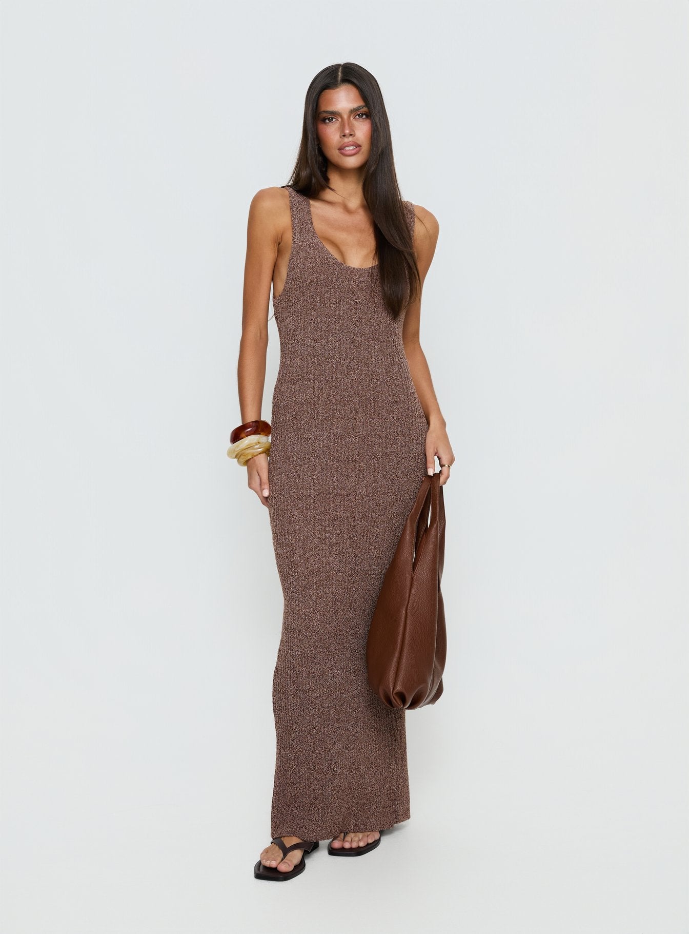 Imirisa Scoop Knit Maxi Dress Mocha - Image 2
