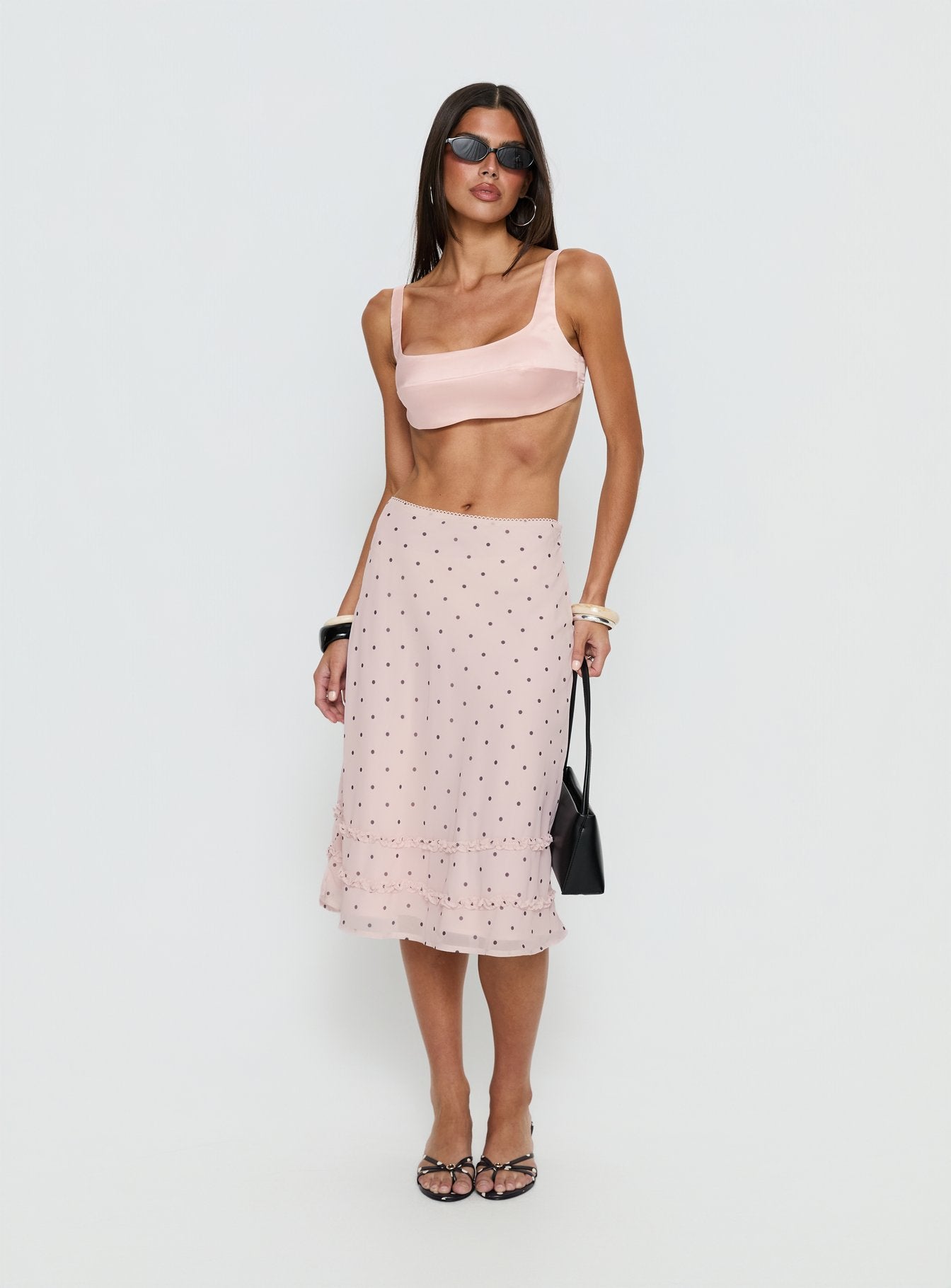 Clarabella Frill Midi Skirt Pink Polka Dot - Image 3