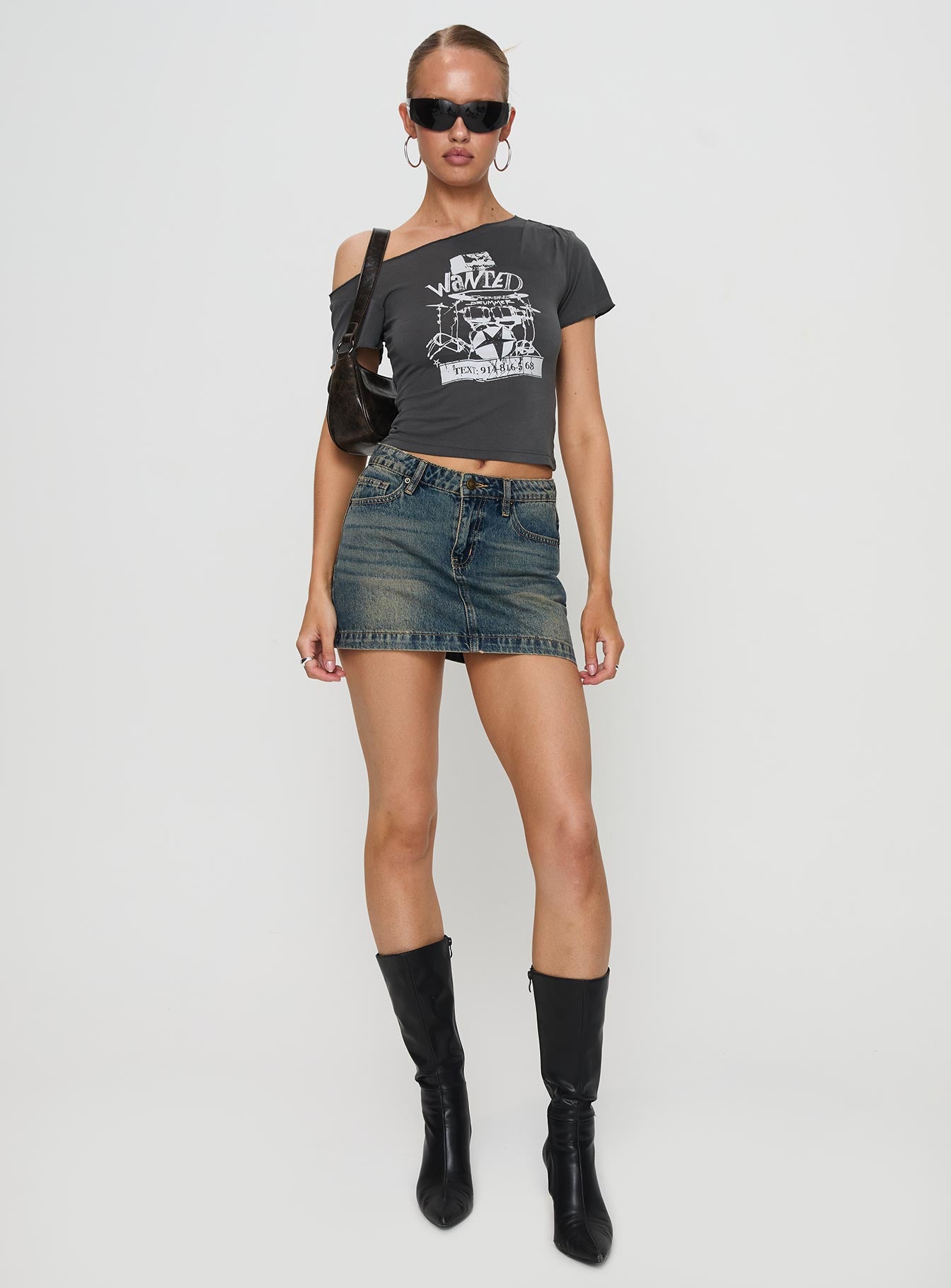 Ribbon Stamp Mini Skirt Antique Wash - Image 3