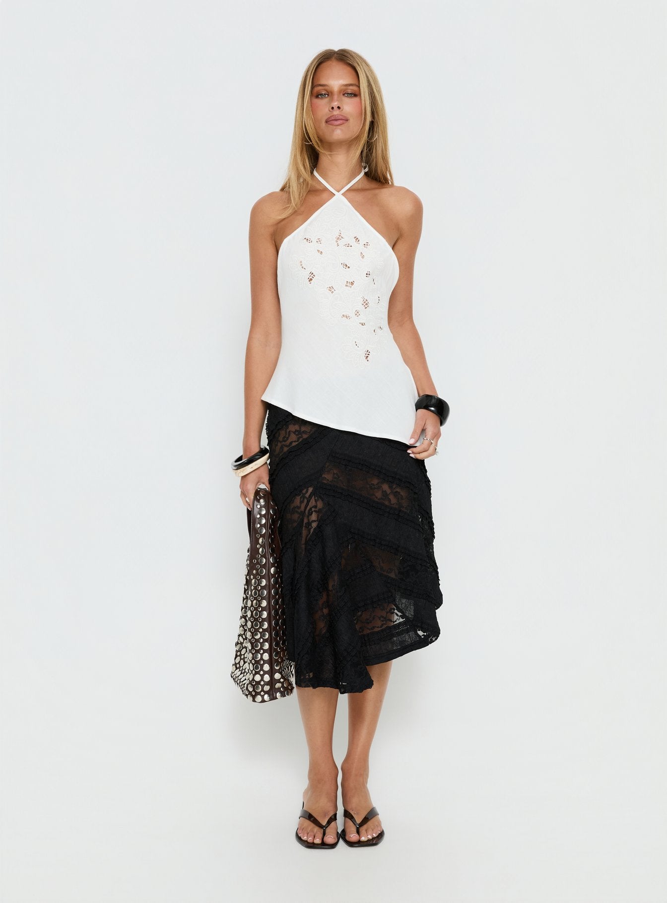 Bonanza Asymmetrical Halter Top White - Image 3