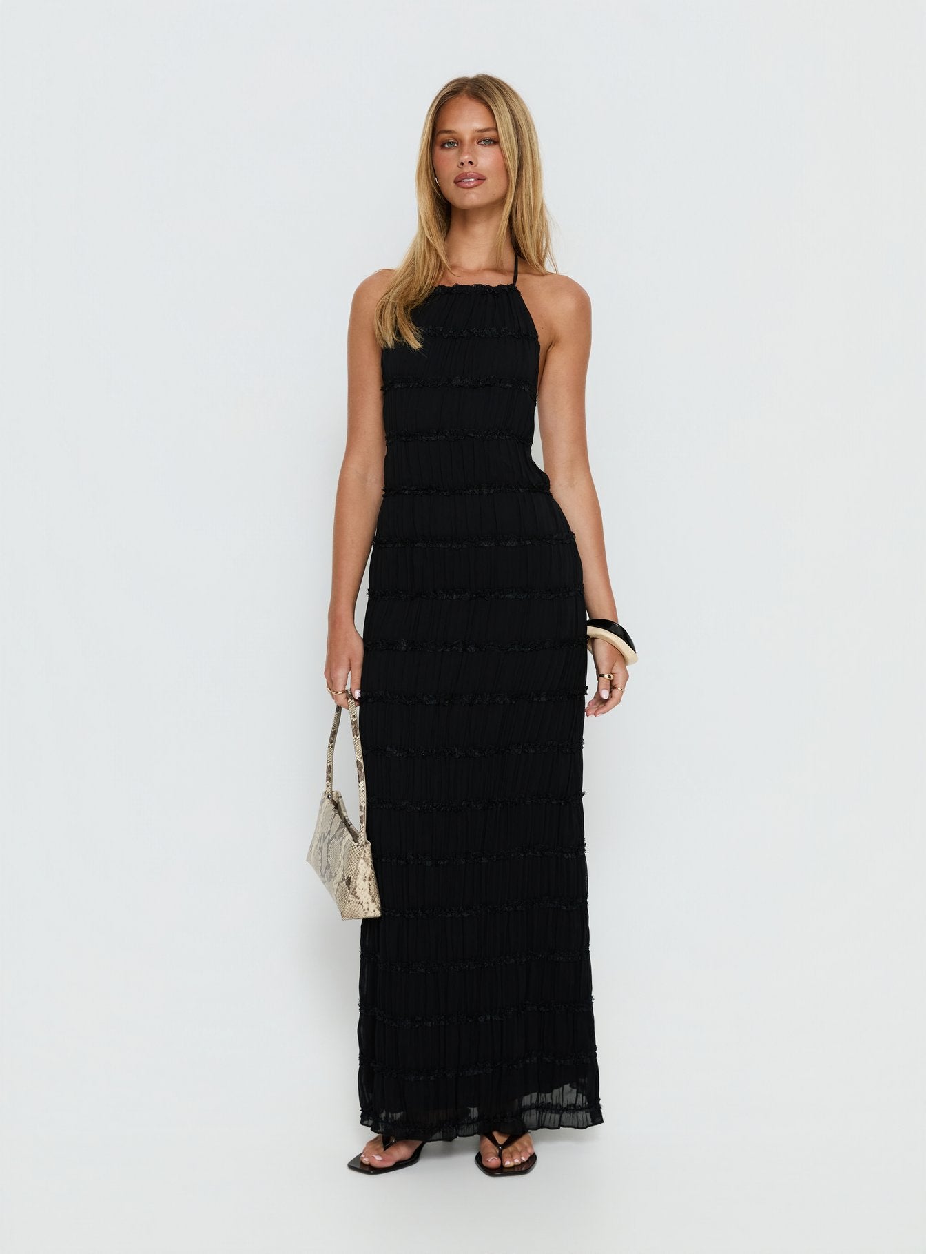 Klarissa Halter Maxi Dress Black - Image 3