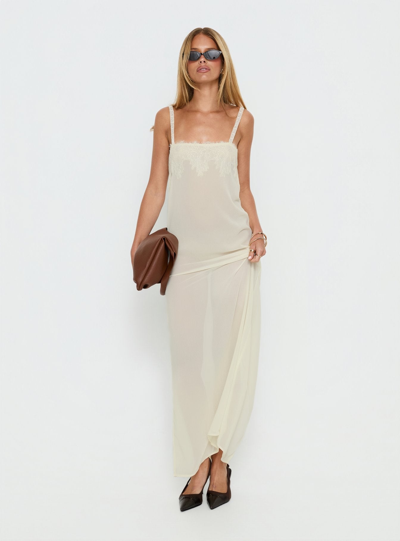 Glacial Sheer Maxi Dress Butter - Image 3