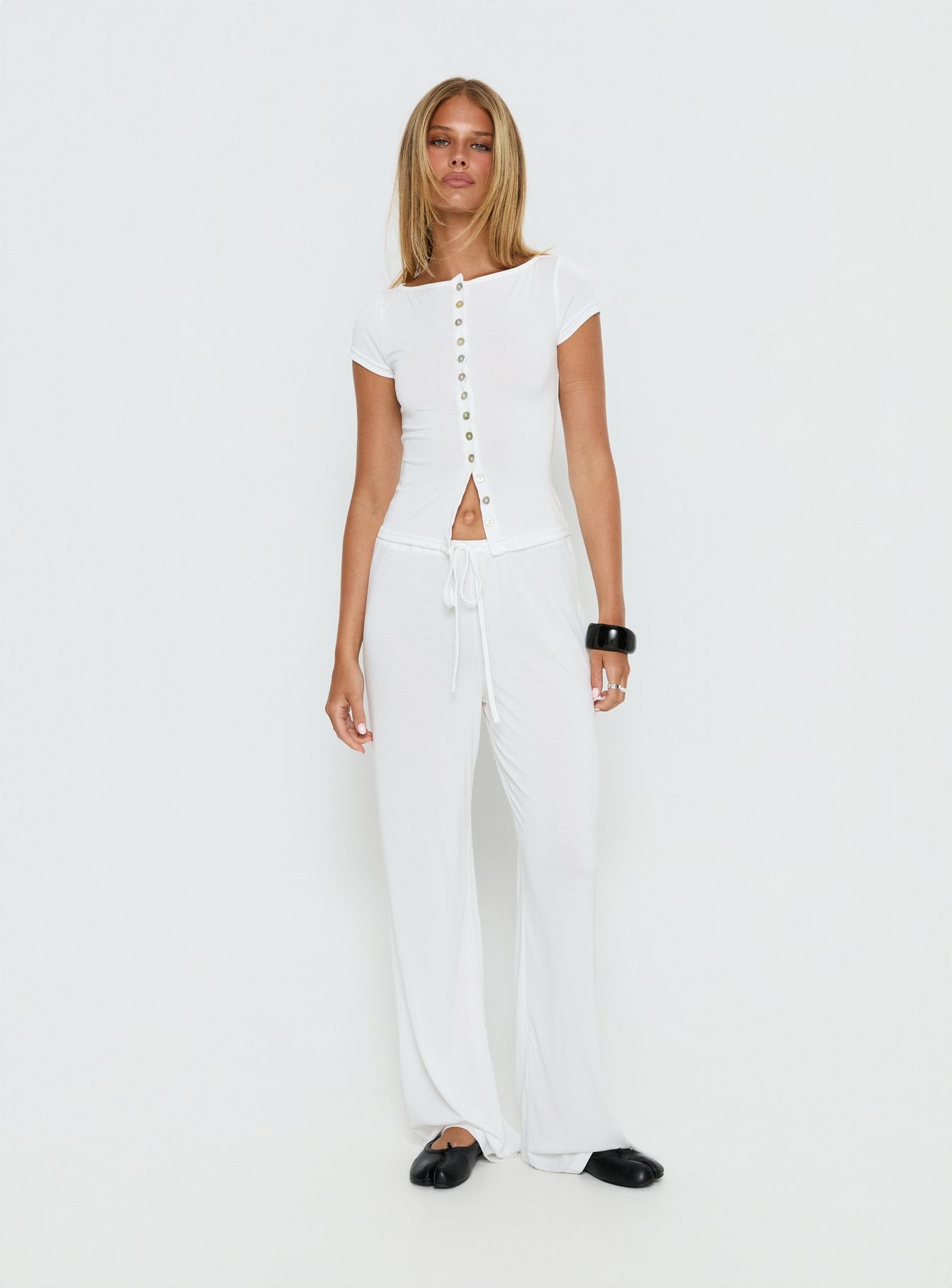 Gavrielle Jersey Wide Leg Pants White - Image 3