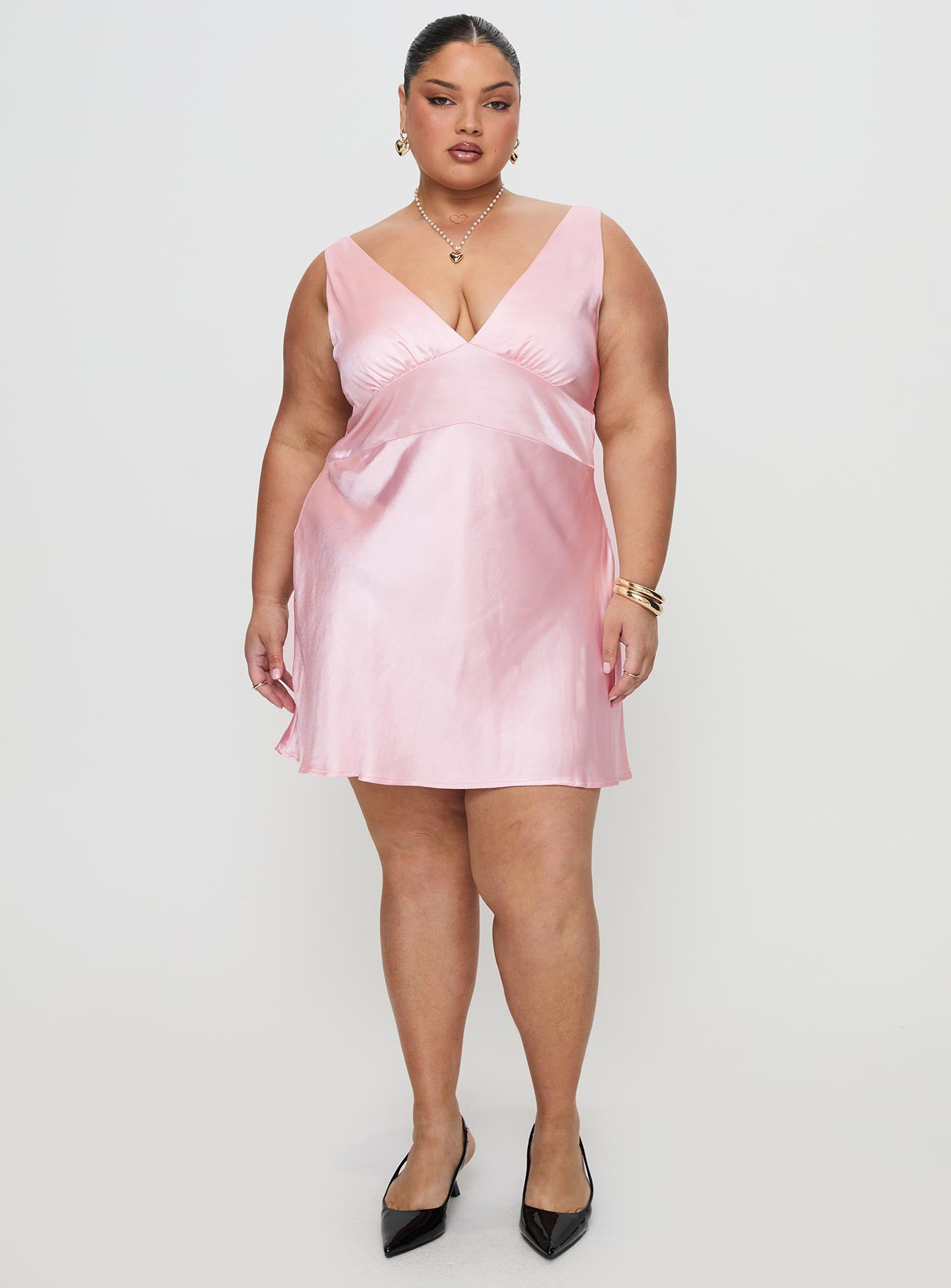 Birdette Plunge Mini Dress Pink - Image 7