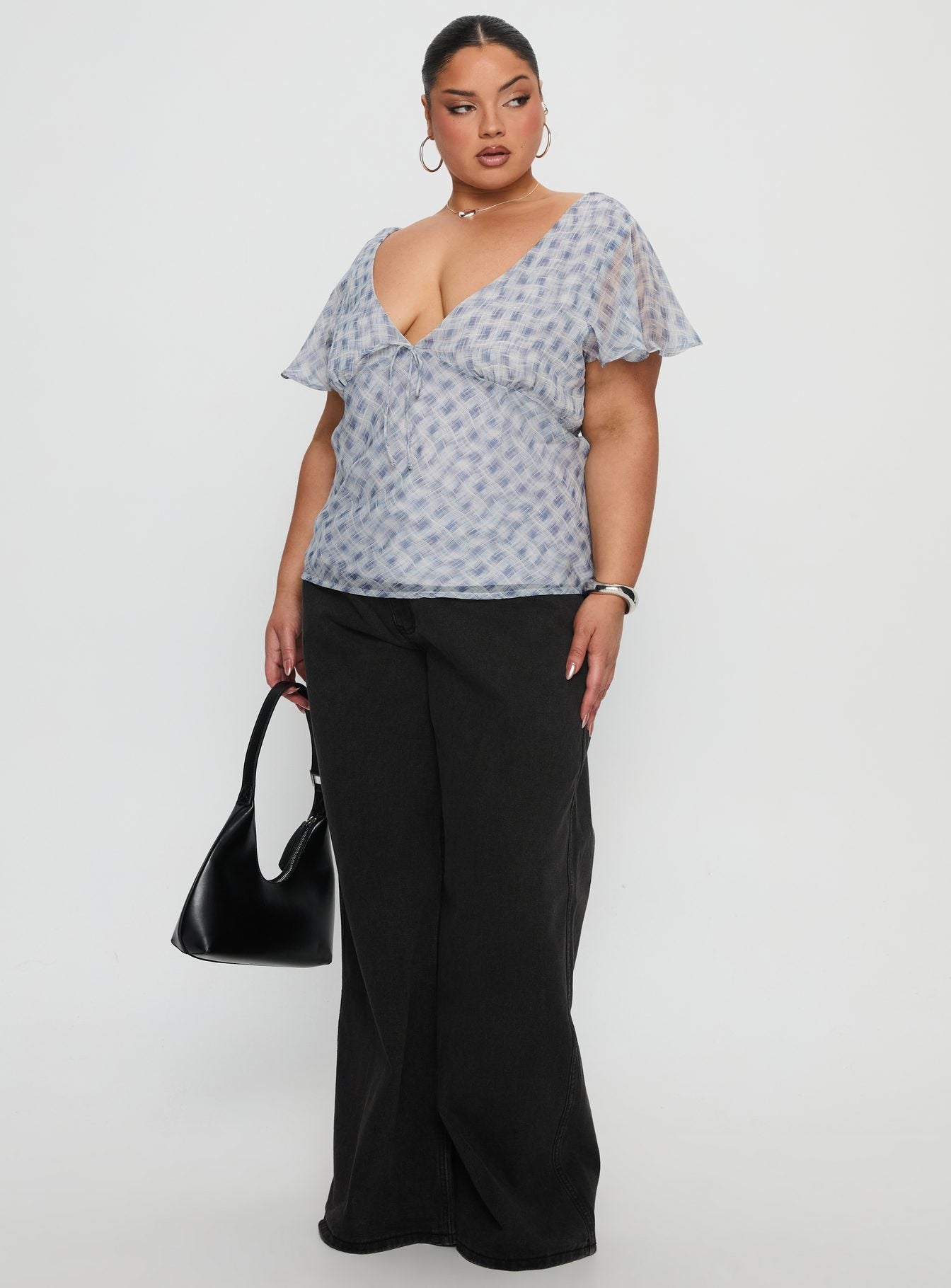 My Last Love Top Blue Check Curve - Image 2