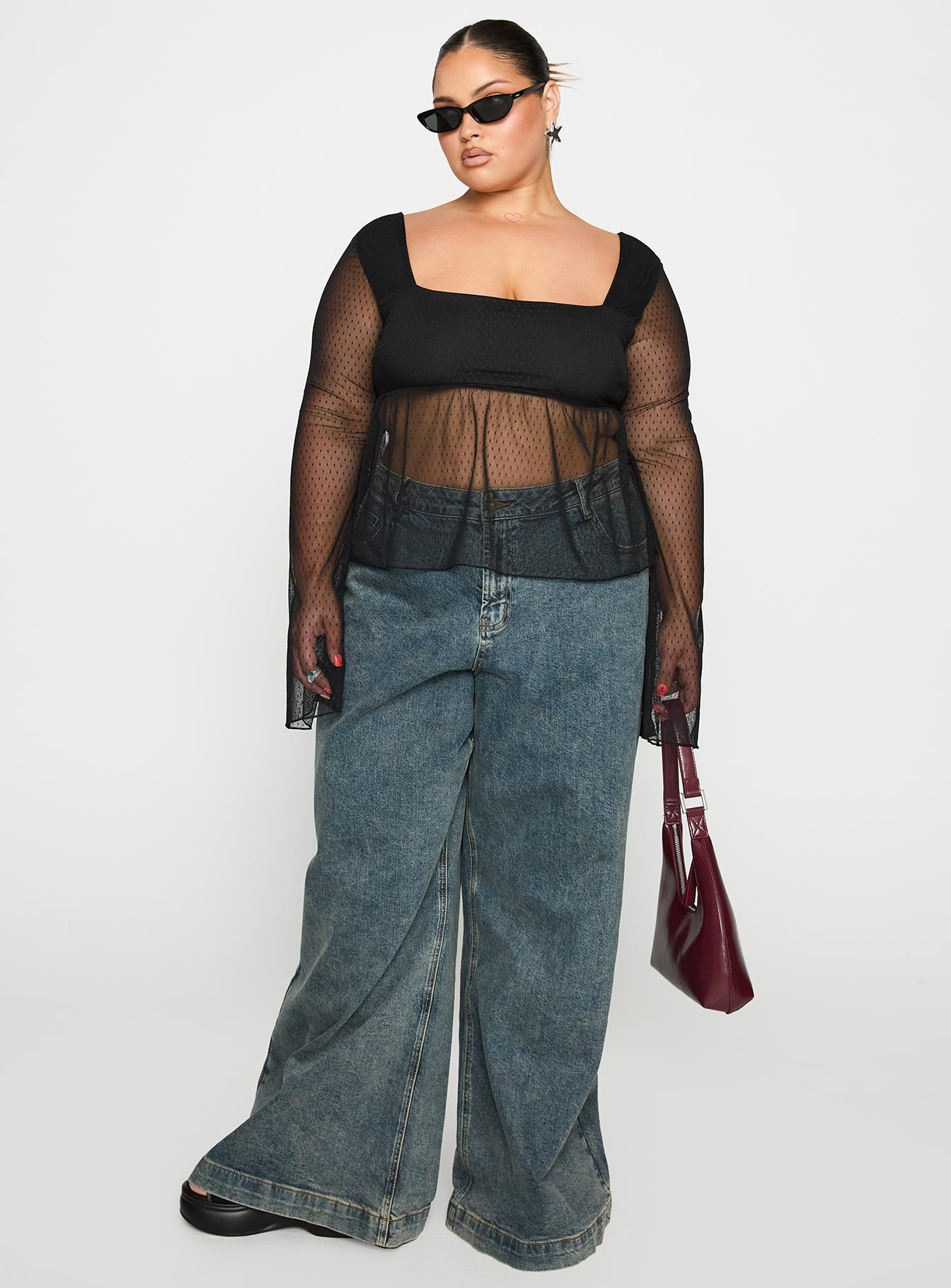 Fiorello Long Sleeve Top Black Curve - Image 2