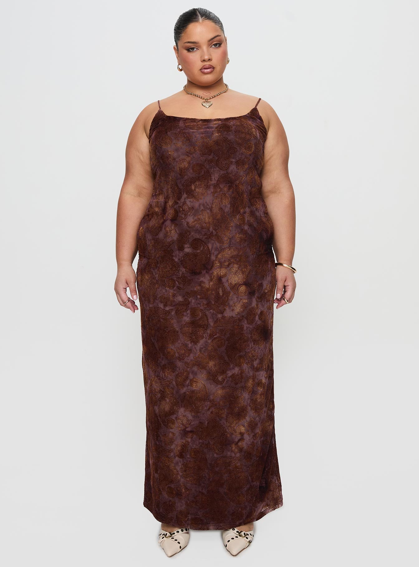 Knox Maxi Dress Chocolate Paisley Curve - Image 3