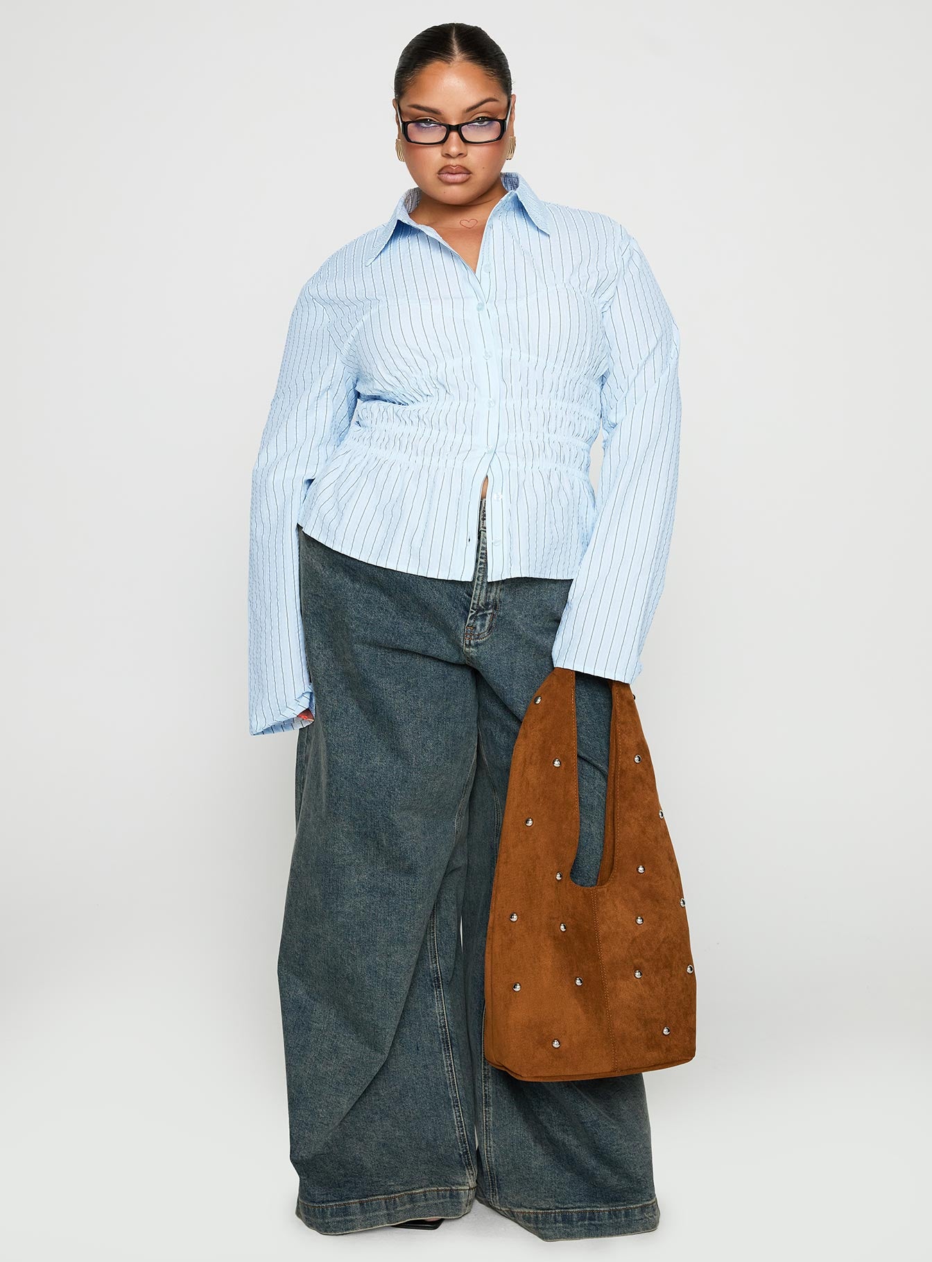 Liesel Shirred Long Sleeve Top Stripe Curve - Image 3