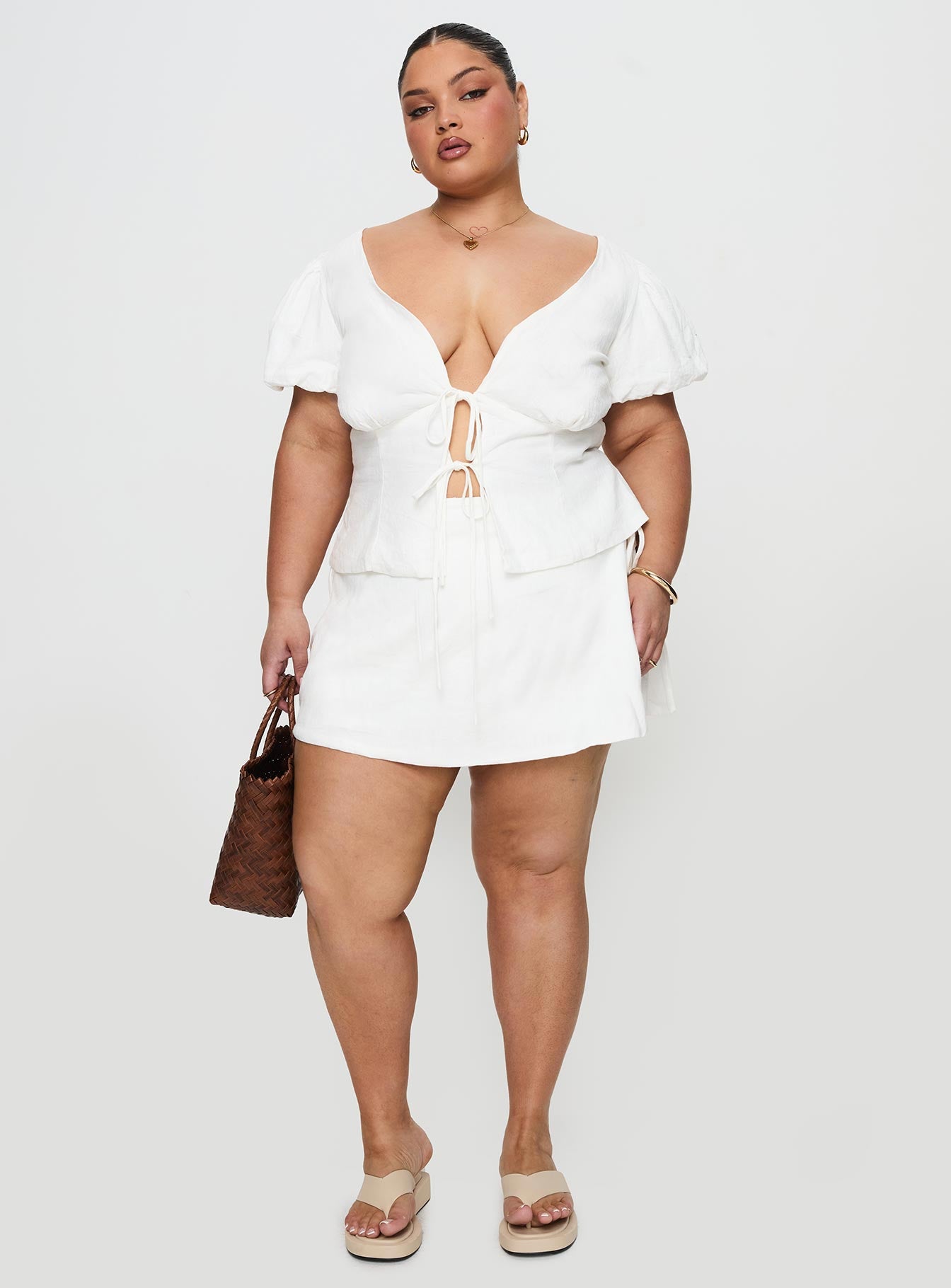 Gulliver Tie Side Mini Skort White Curve - Image 3