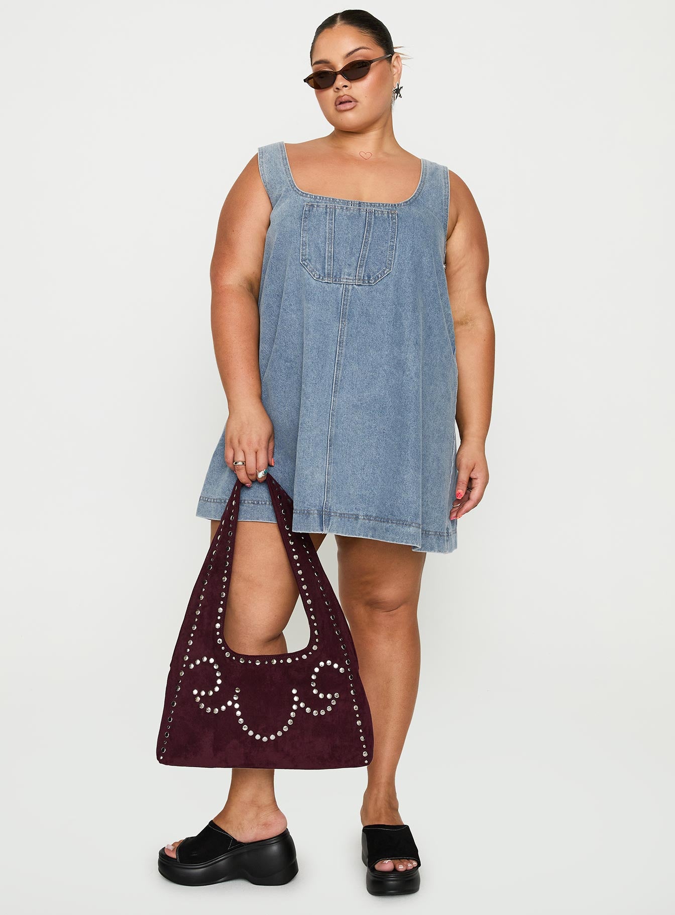 State Of Mind Mini Dress Blue Denim Curve - Image 2