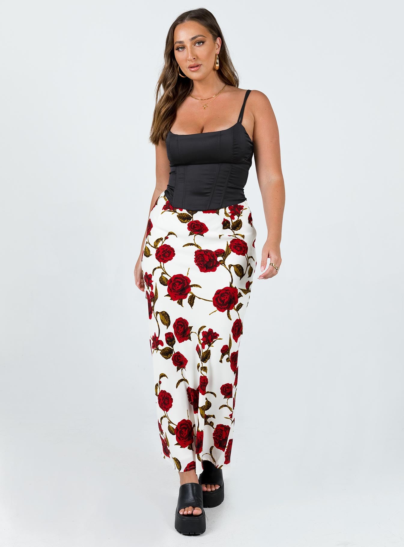 Jodie Maxi Skirt White Floral - Image 3